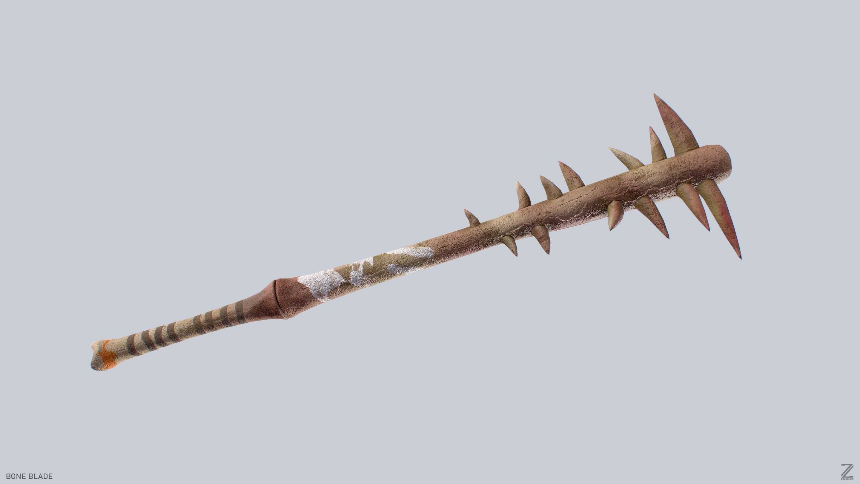 Bone blade Low-poly 3D model_7