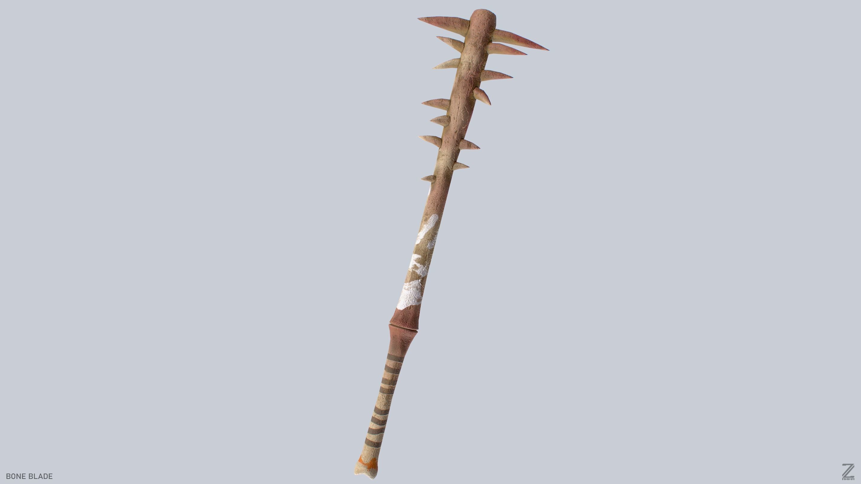 Bone blade Low-poly 3D model_6
