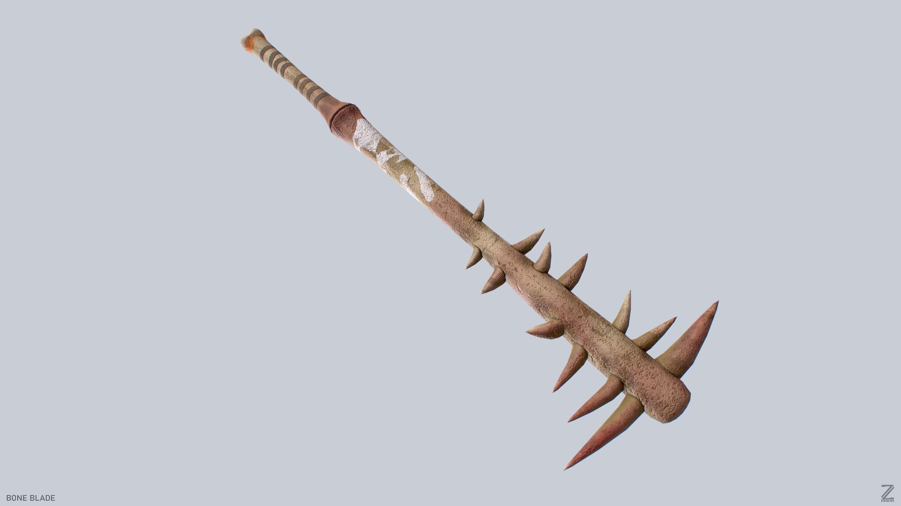 Bone blade Low-poly 3D model_8