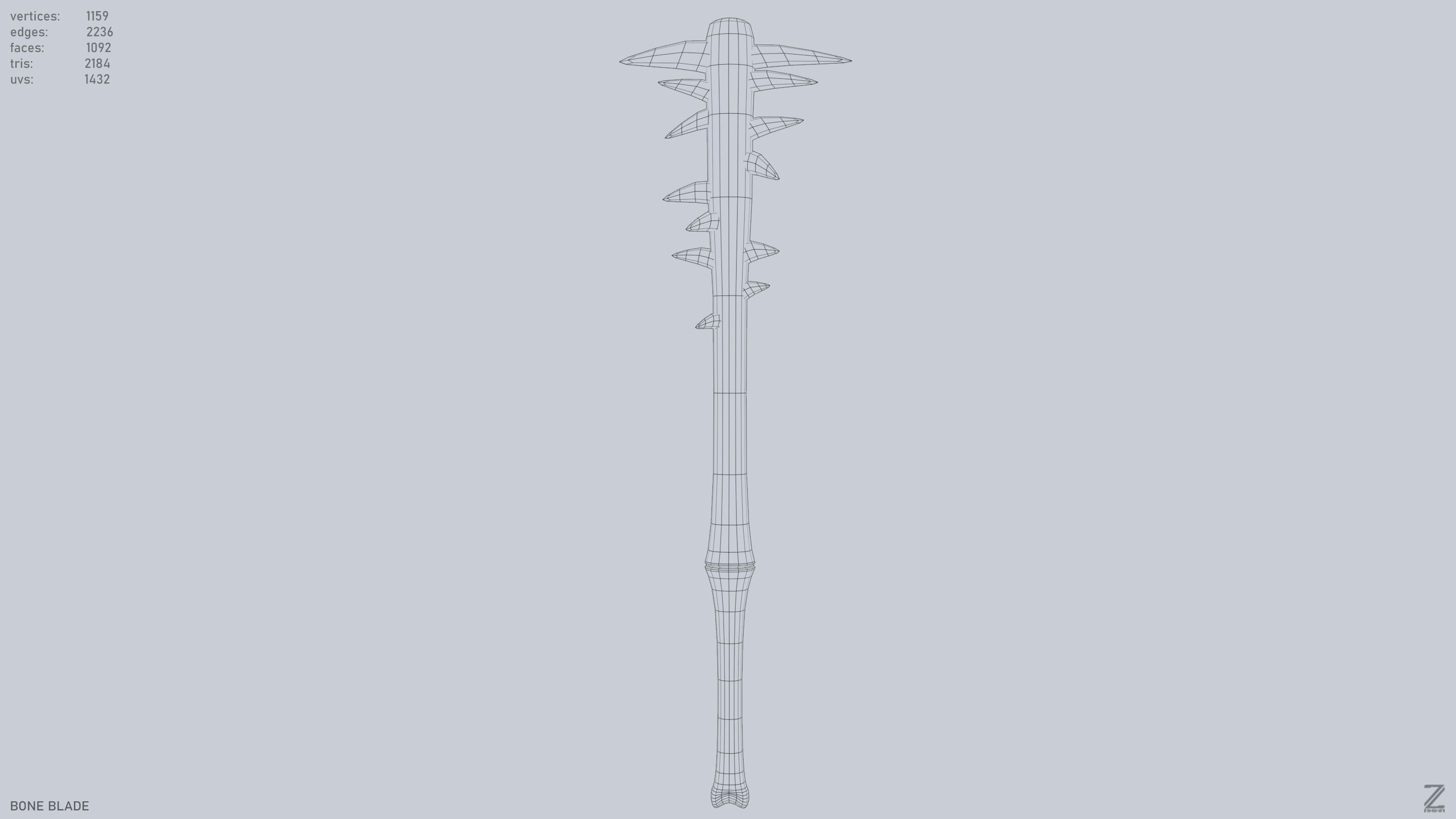 Bone blade Low-poly 3D model_10