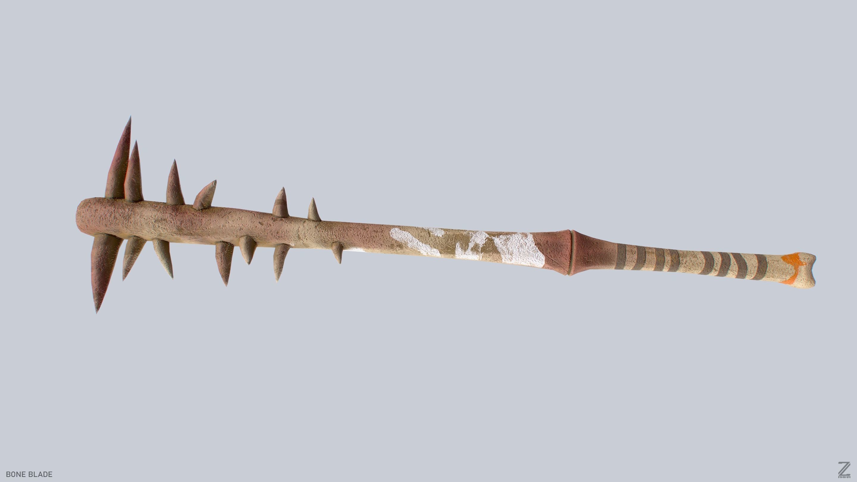 Bone blade Low-poly 3D model_2