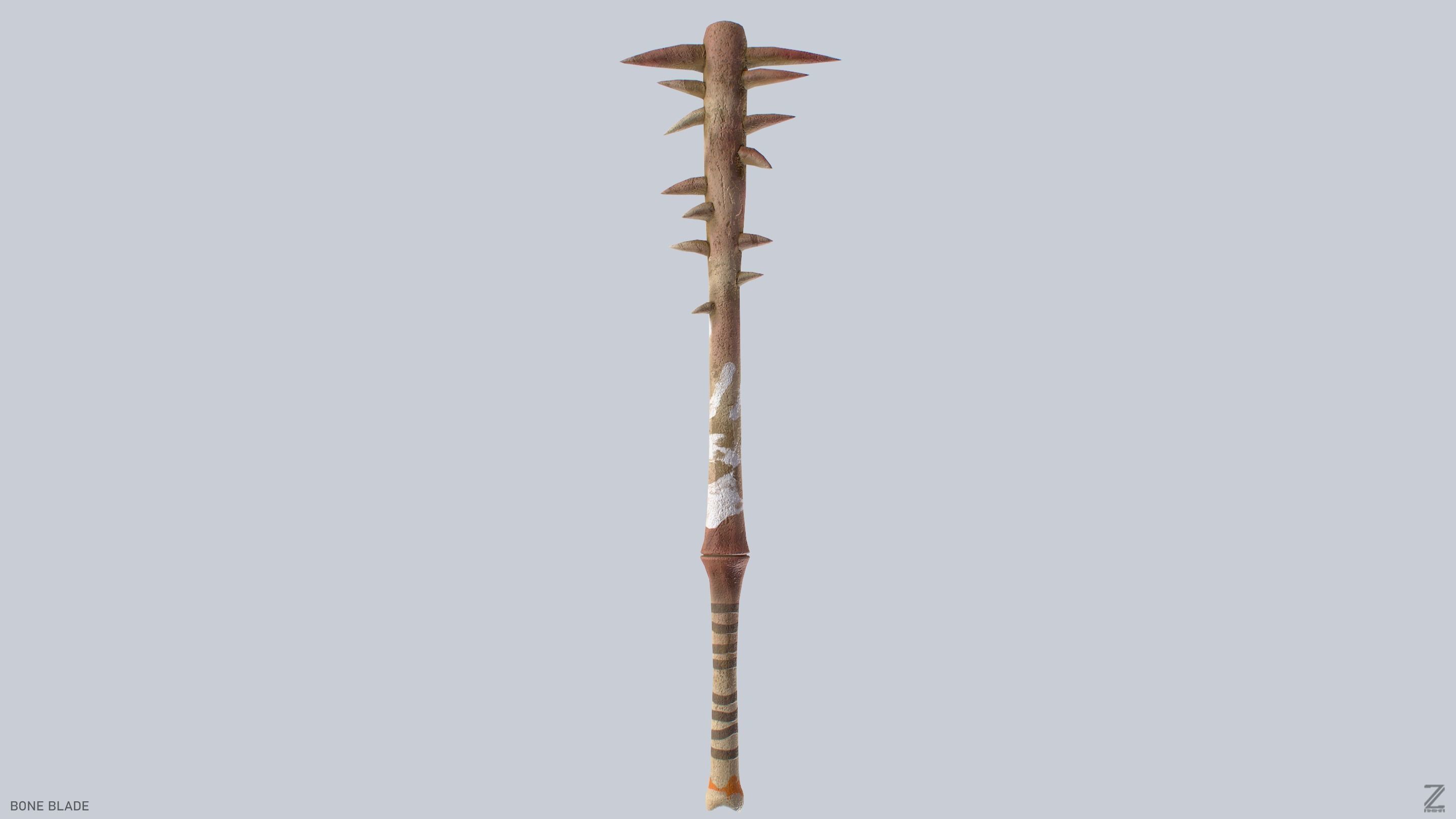 Bone blade Low-poly 3D model_5
