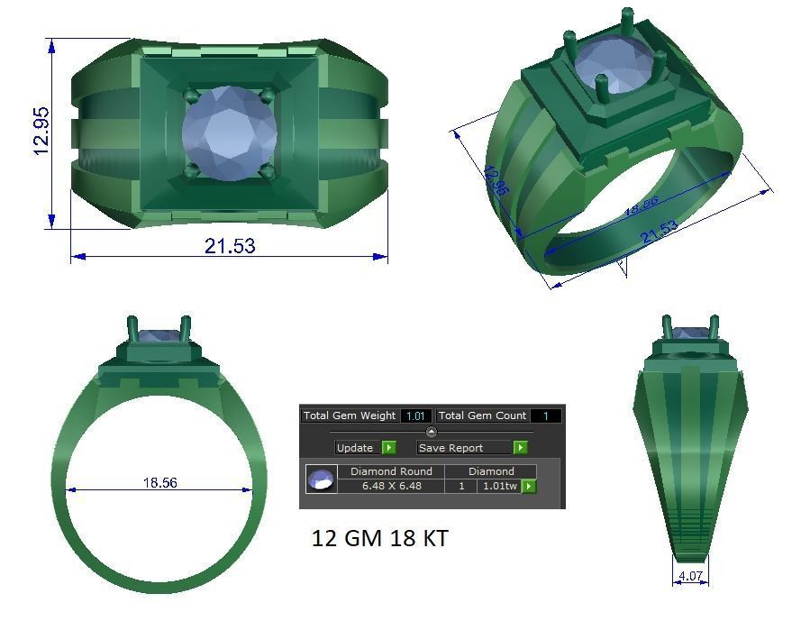 Solitaire Engagement Wedding Ring 3D print model_1
