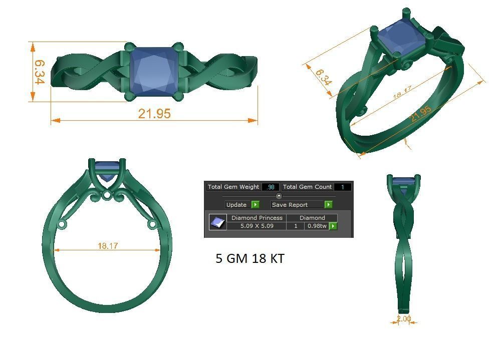 Solitaire Engagement Wedding Ring 3D print model_1