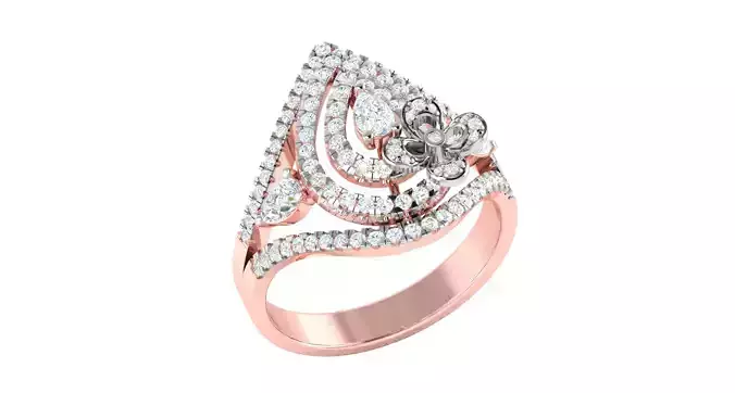 Solitaire Engagement Wedding Flower Ring 3D print model