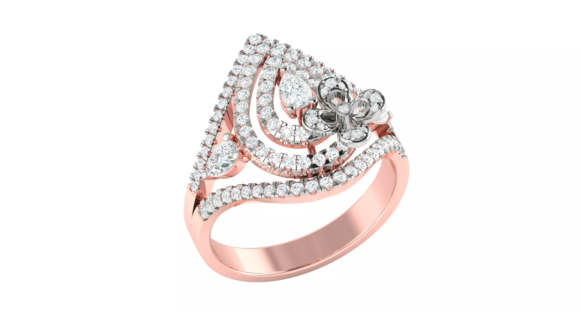Solitaire Engagement Wedding Flower Ring 3D print model_0