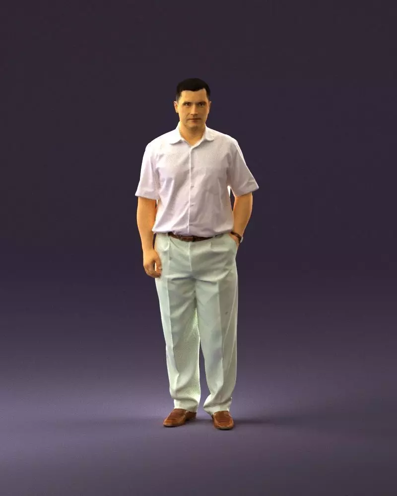 000964 man in white hand in the pocket 3D model