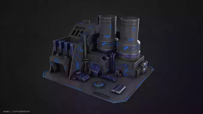 Scifi powerplant Low-poly 3D model Scifi powerplant Low-poly 3D model