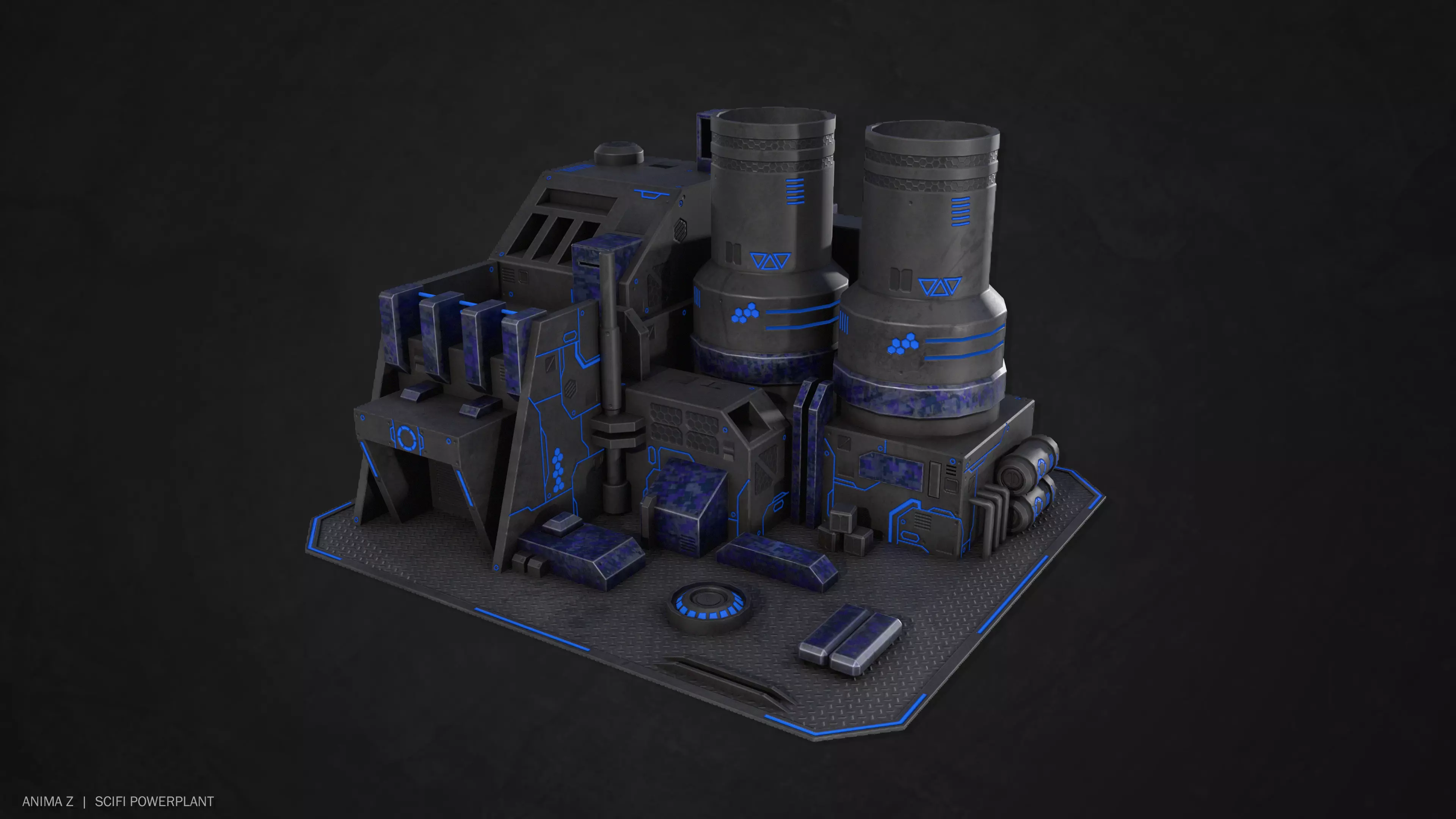 Scifi powerplant Low-poly 3D model_0