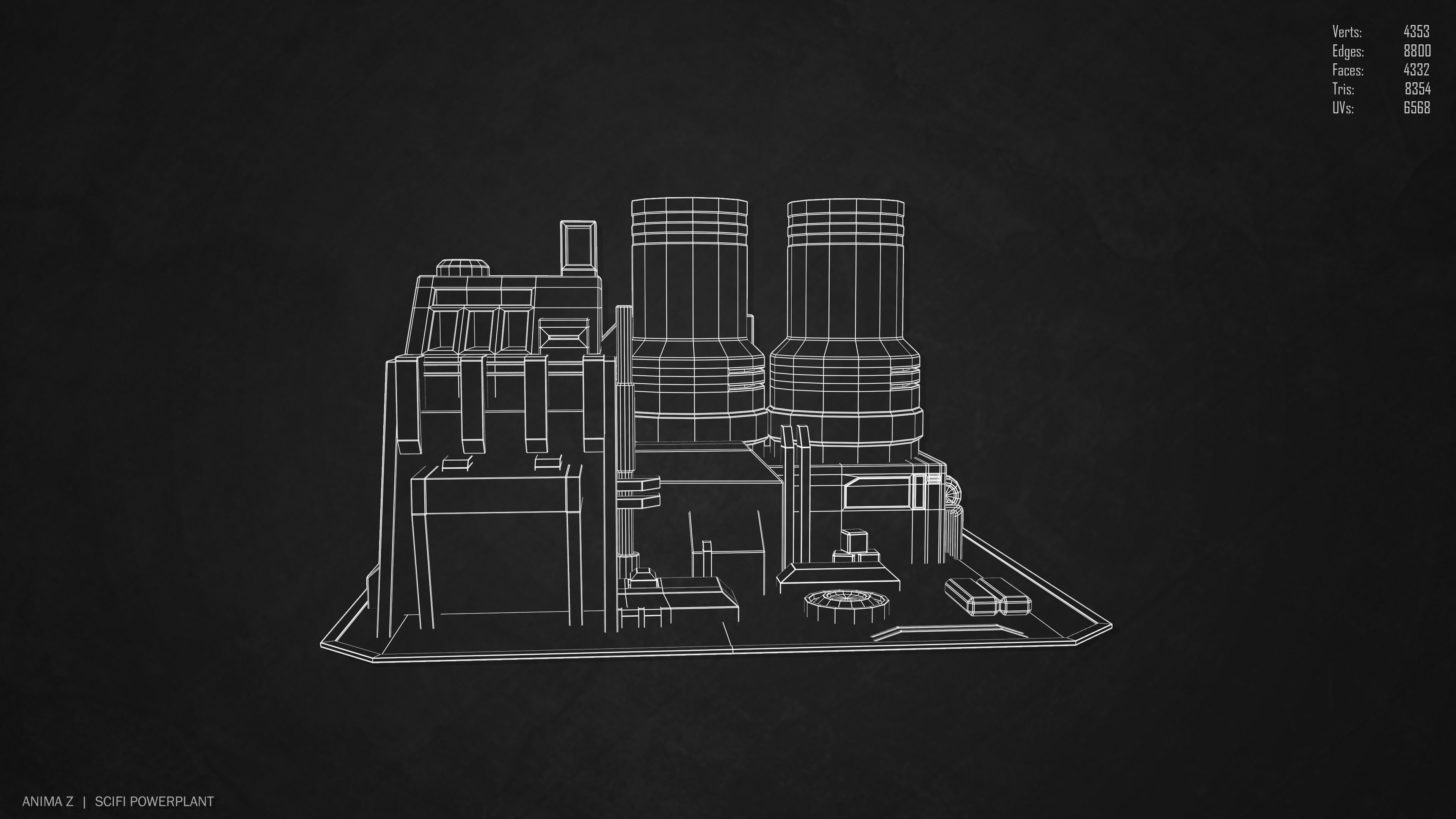 Scifi powerplant Low-poly 3D model_14