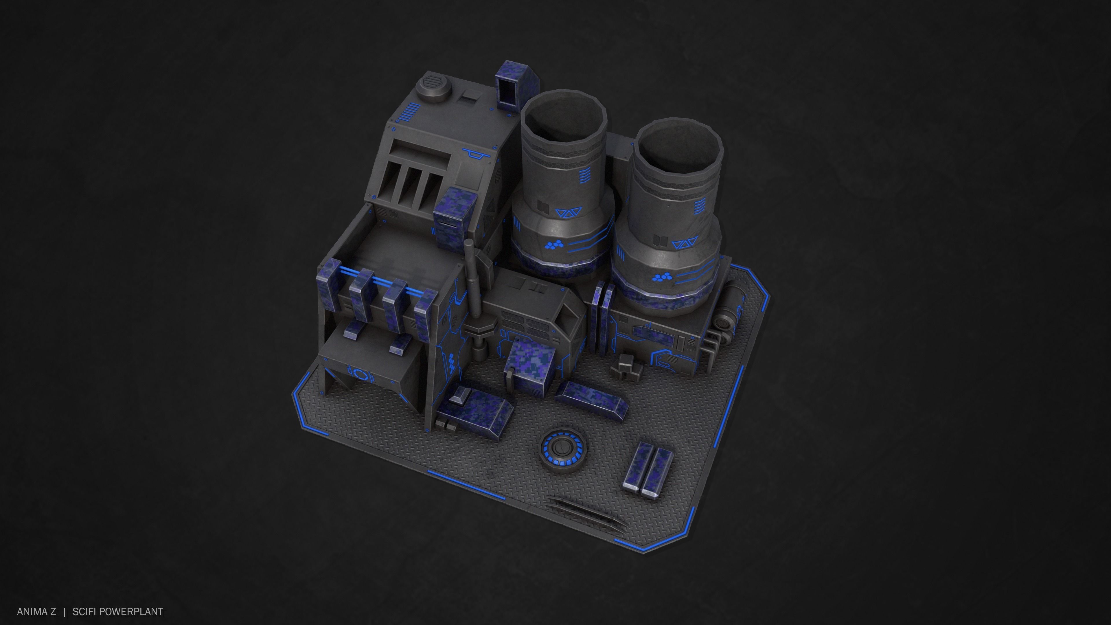 Scifi powerplant Low-poly 3D model_6