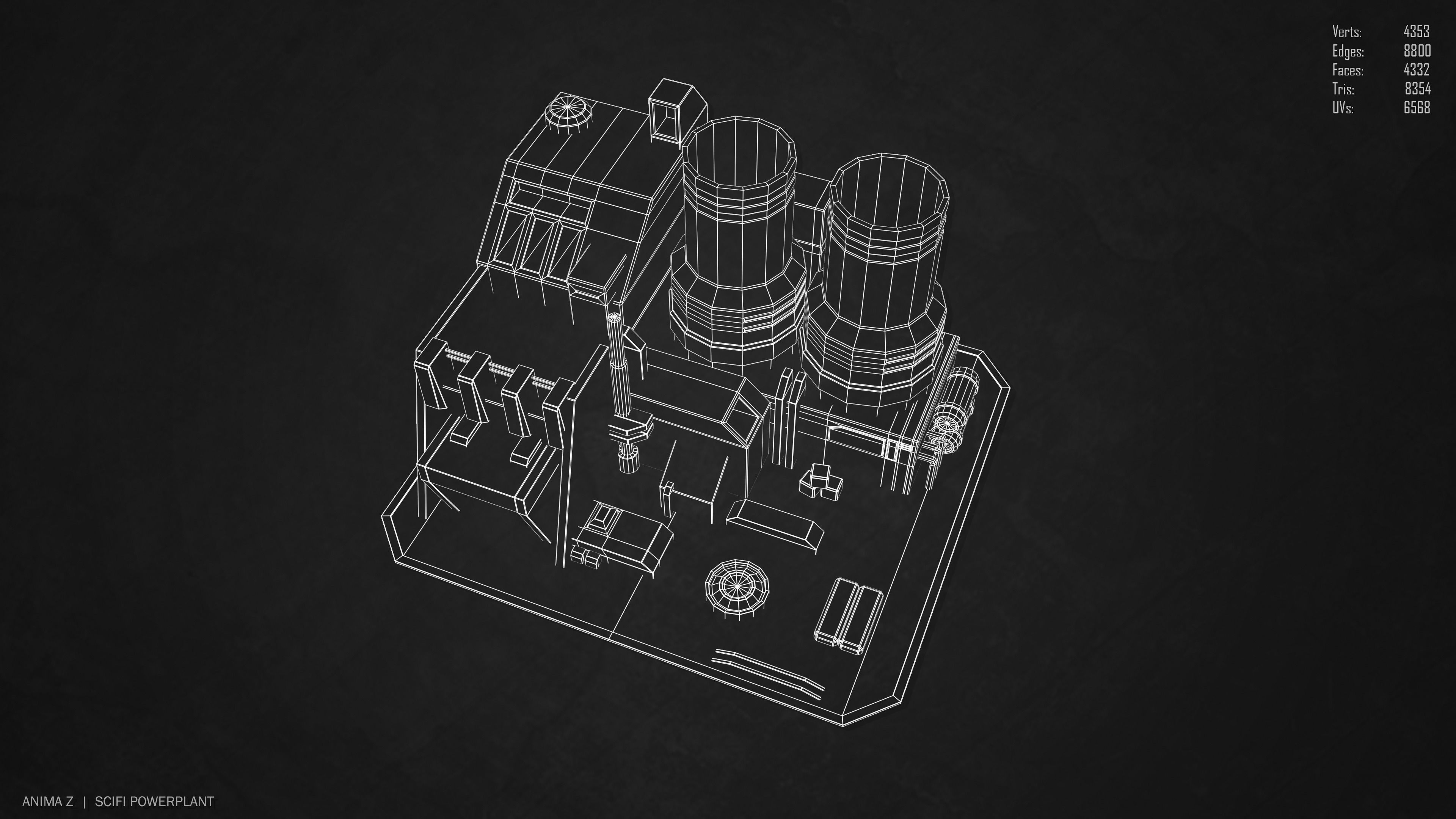 Scifi powerplant Low-poly 3D model_12