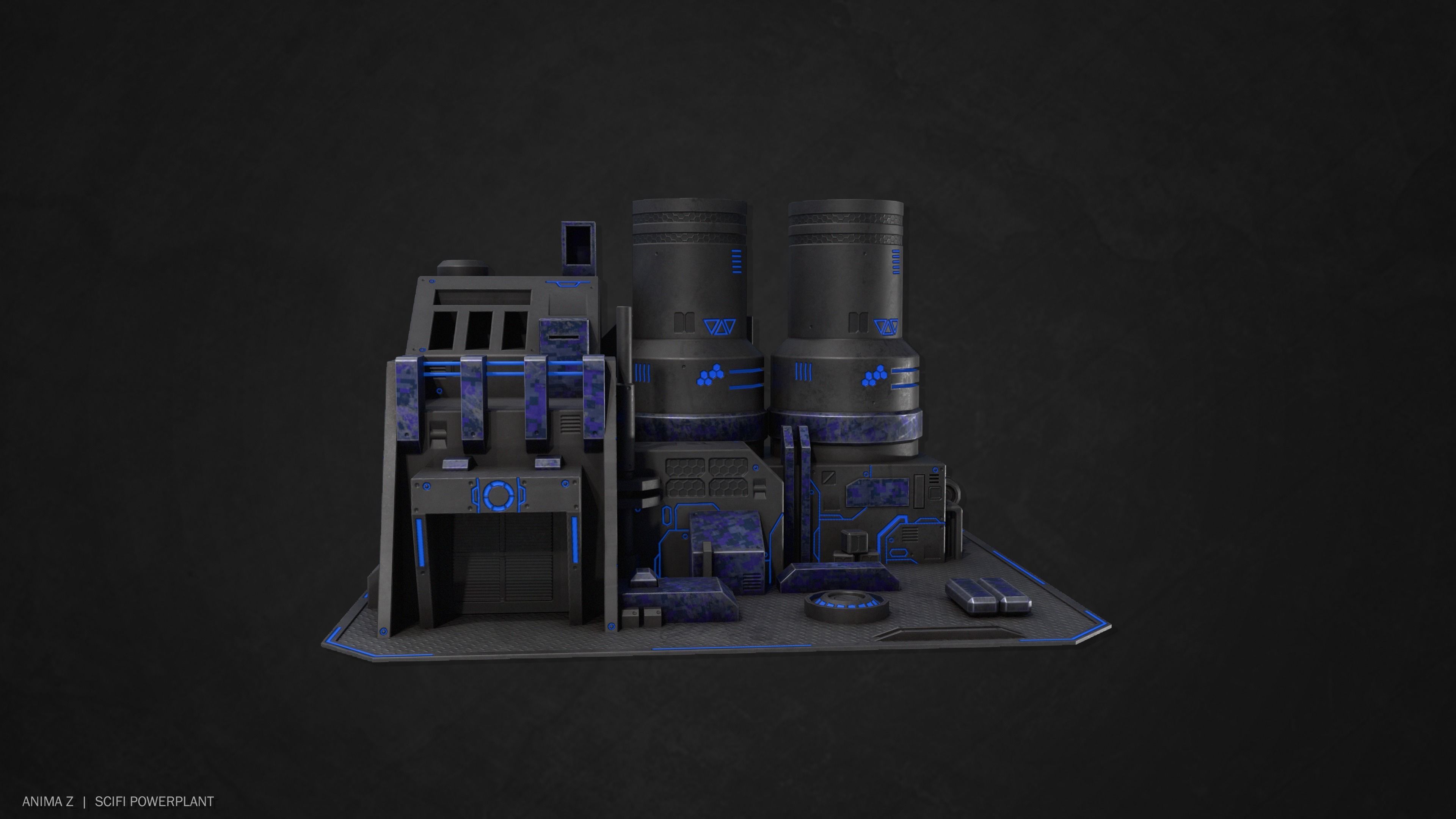 Scifi powerplant Low-poly 3D model_8