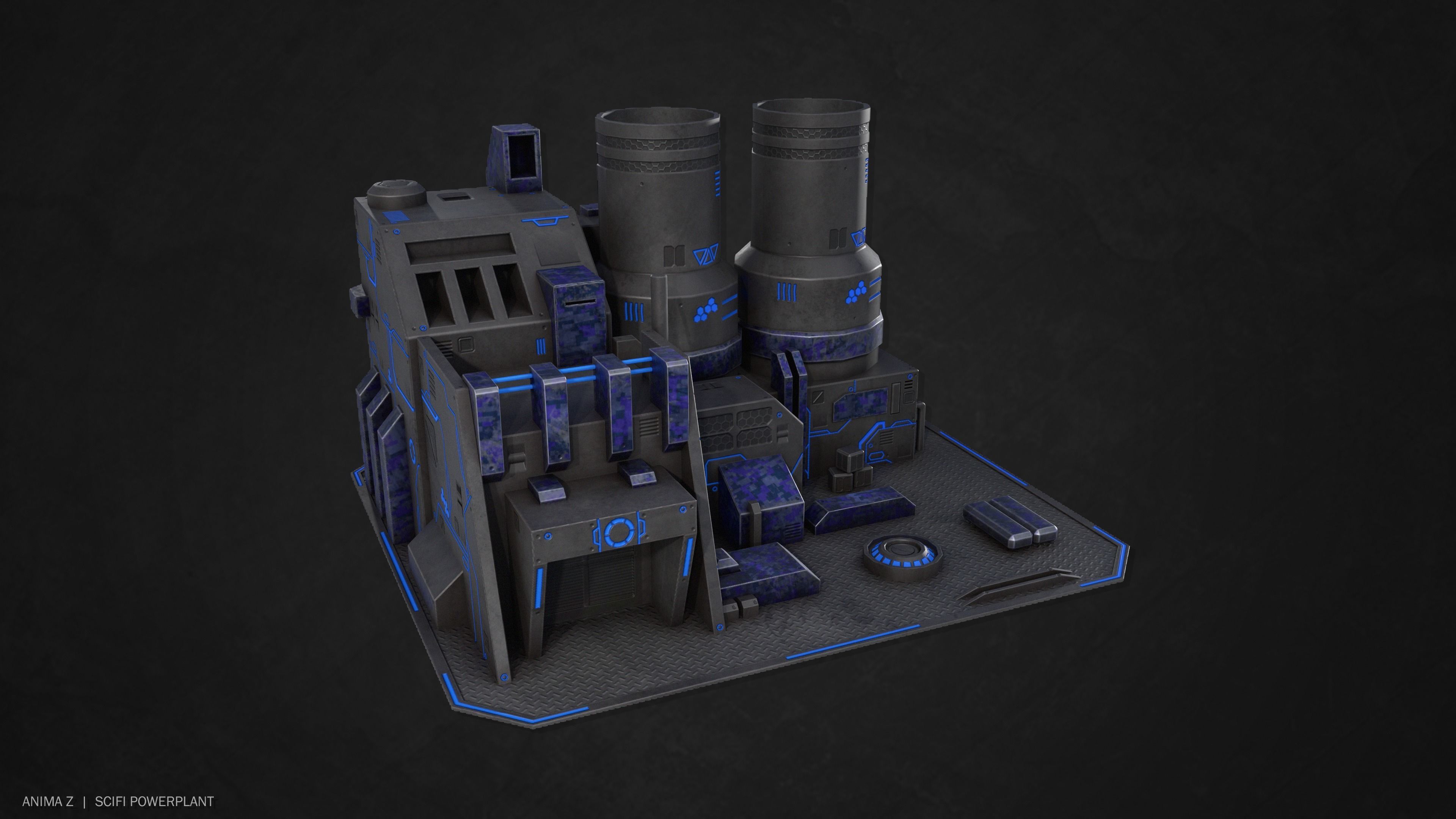 Scifi powerplant Low-poly 3D model_4