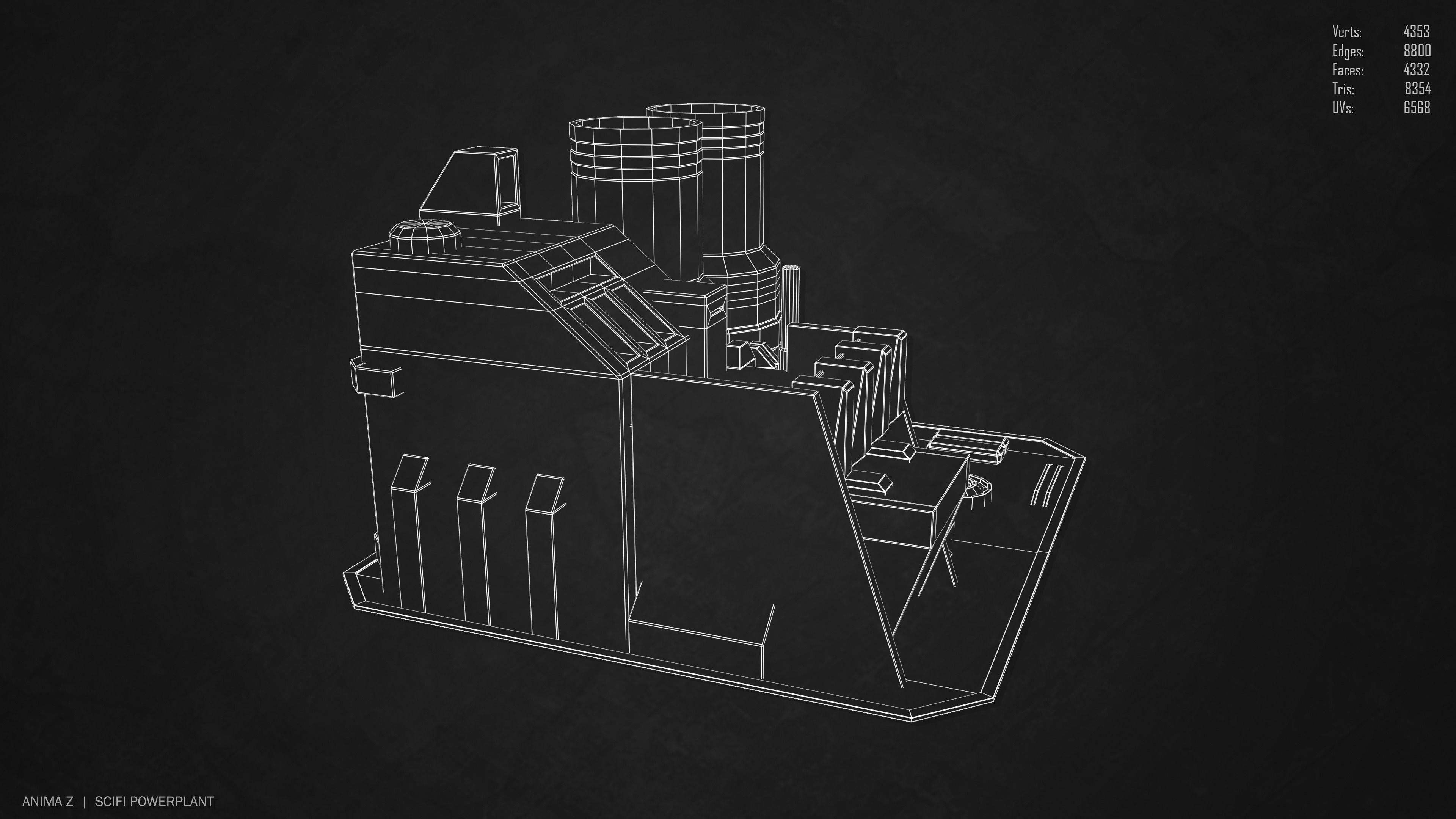 Scifi powerplant Low-poly 3D model_11