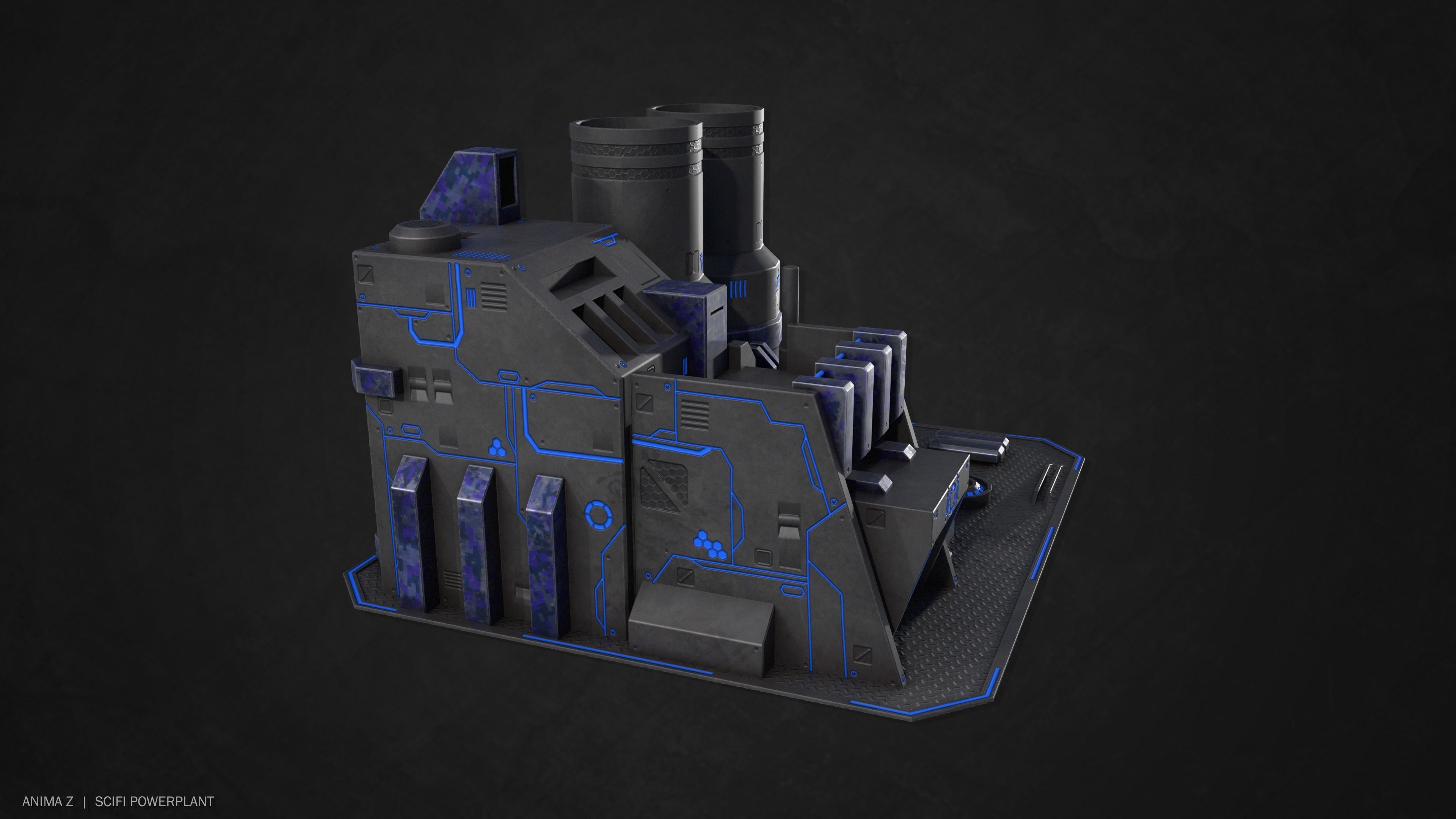 Scifi powerplant Low-poly 3D model_5
