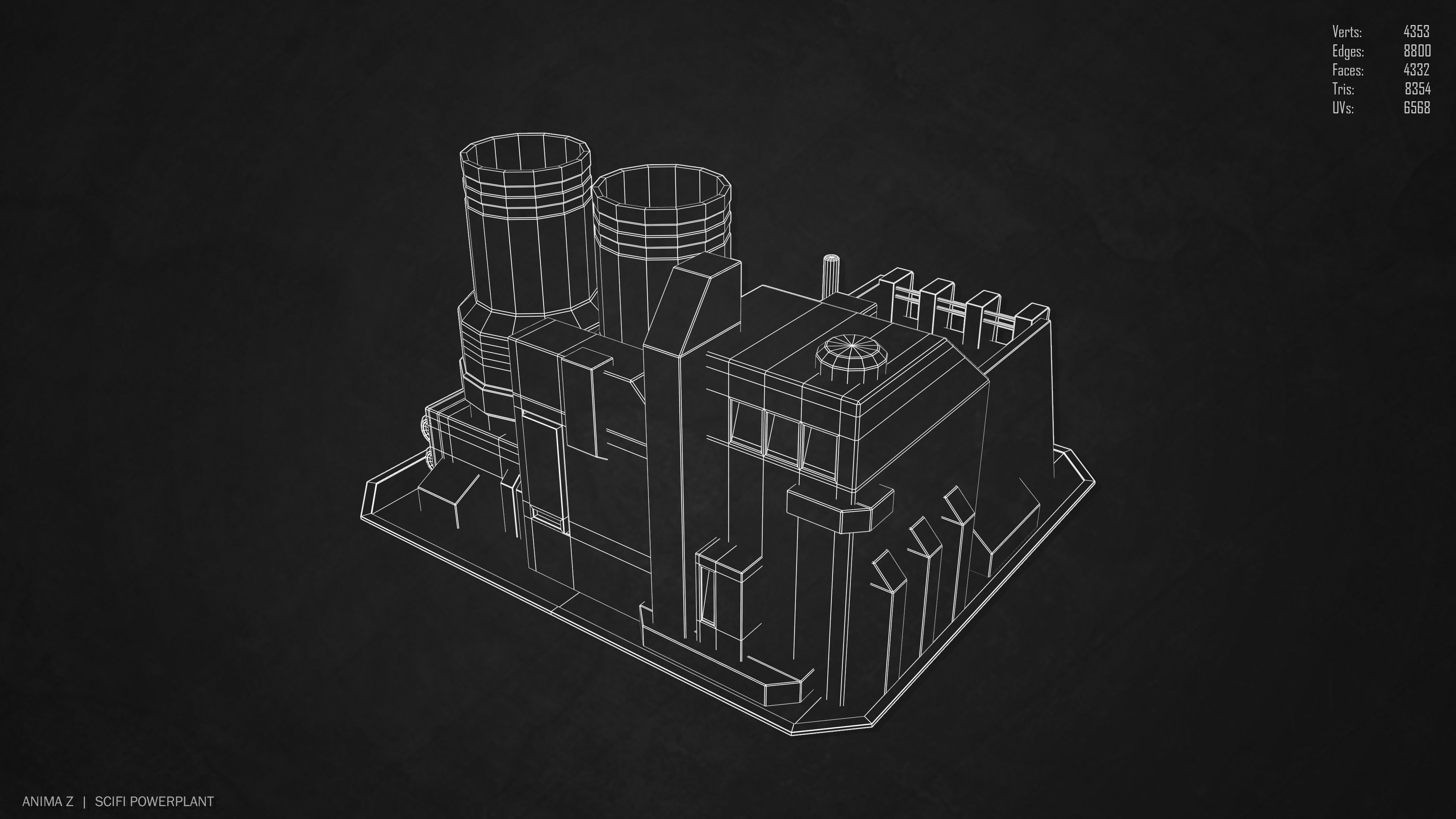 Scifi powerplant Low-poly 3D model_13