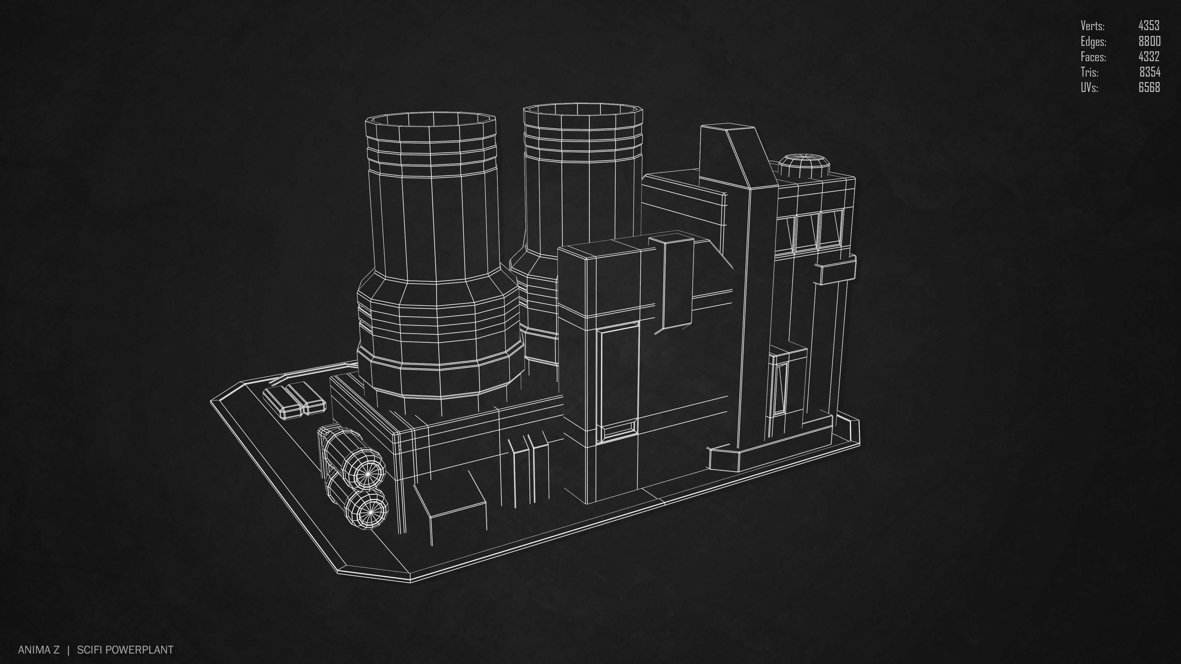 Scifi powerplant Low-poly 3D model_10