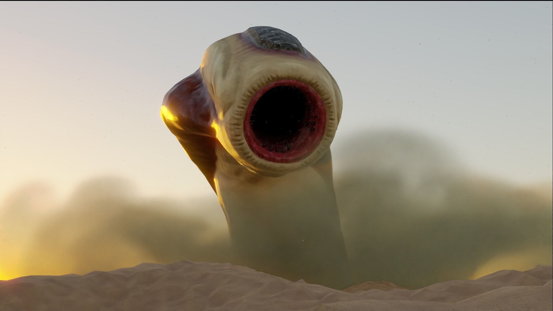 Worm Monster  Low-poly 3D model_3