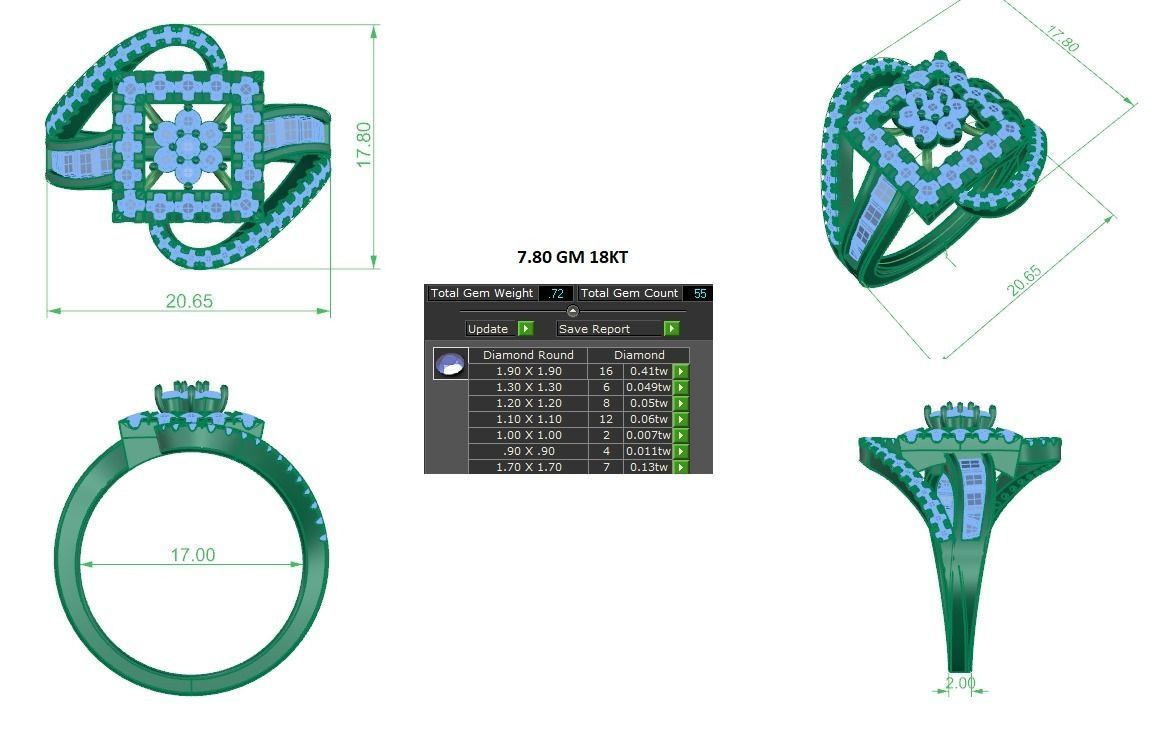 Solitaire Engagement Wedding Ring 3D print model_1