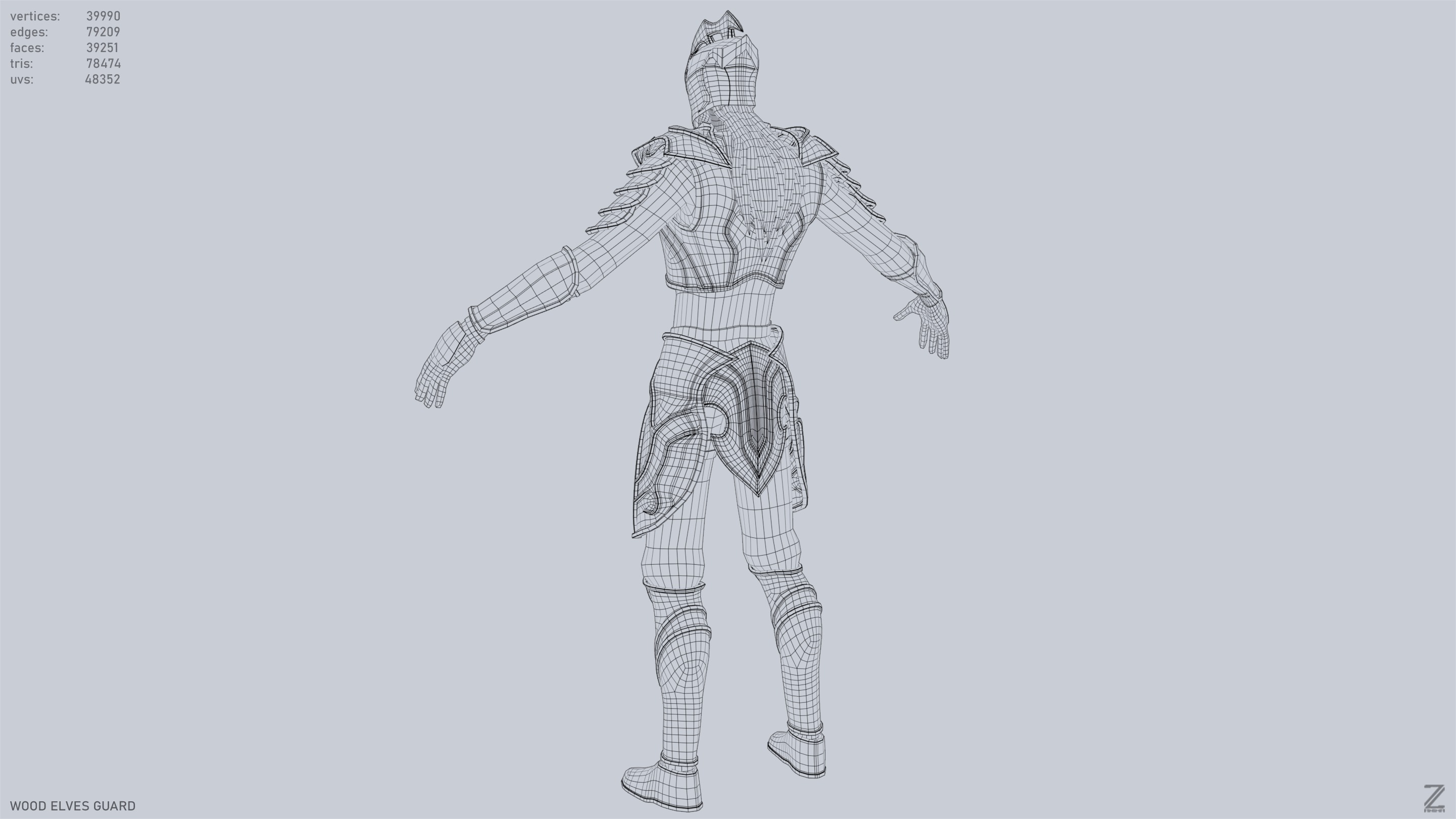 Wood elves guard Low-poly 3D model_12