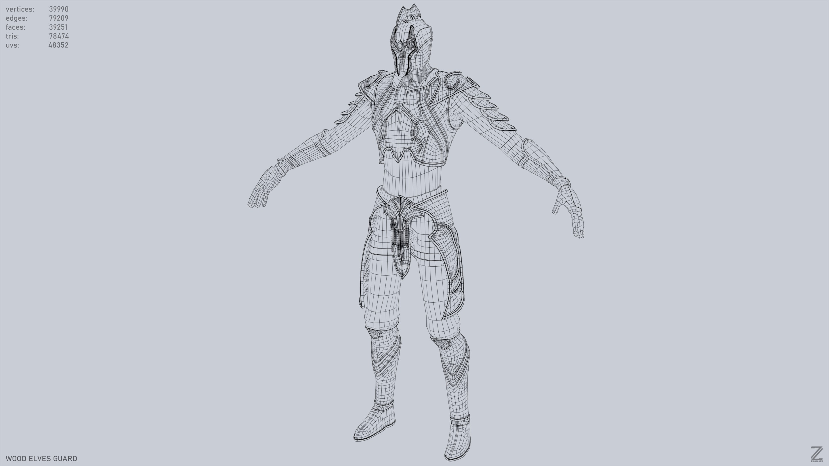 Wood elves guard Low-poly 3D model_10