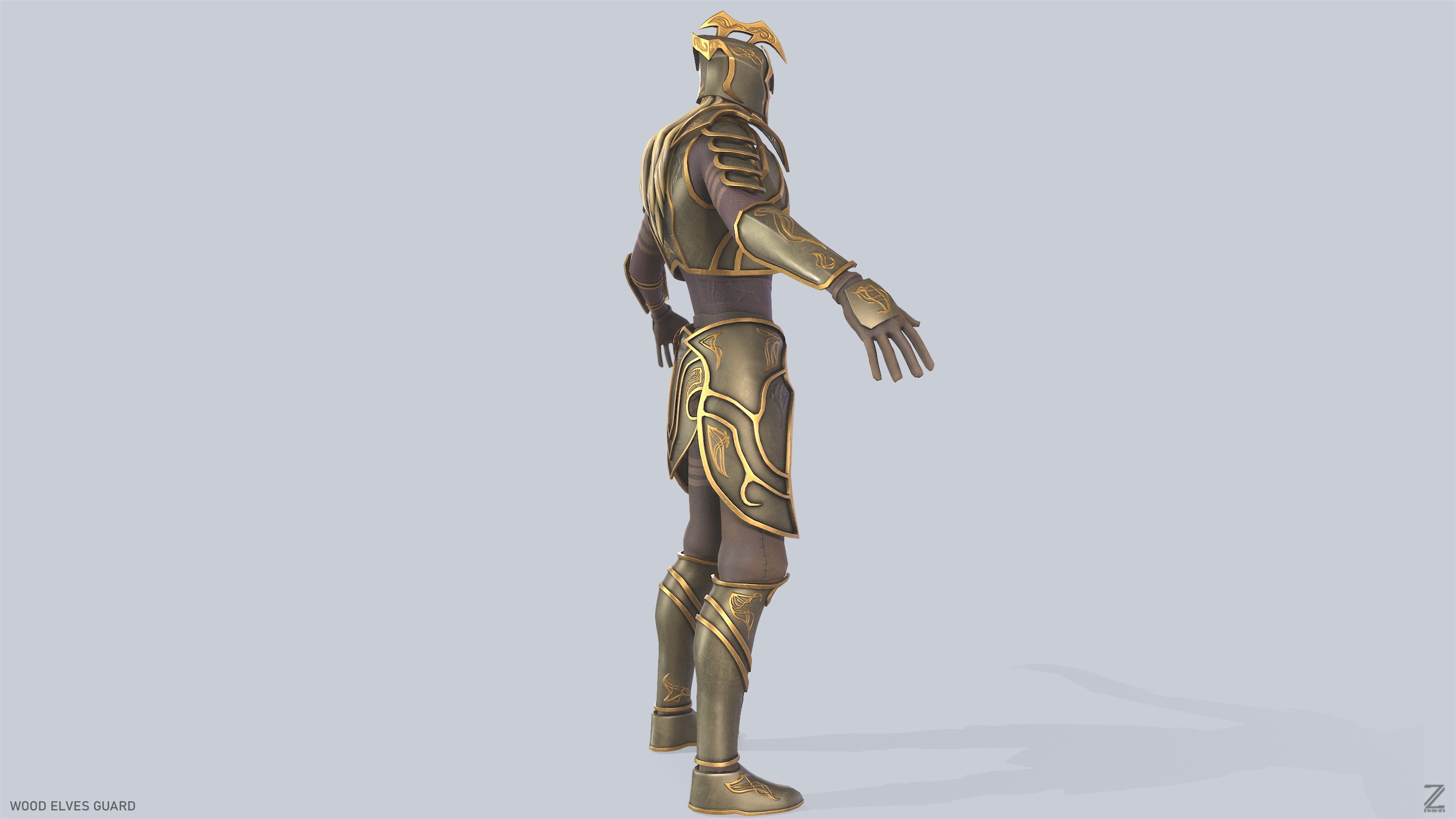Wood elves guard Low-poly 3D model_8