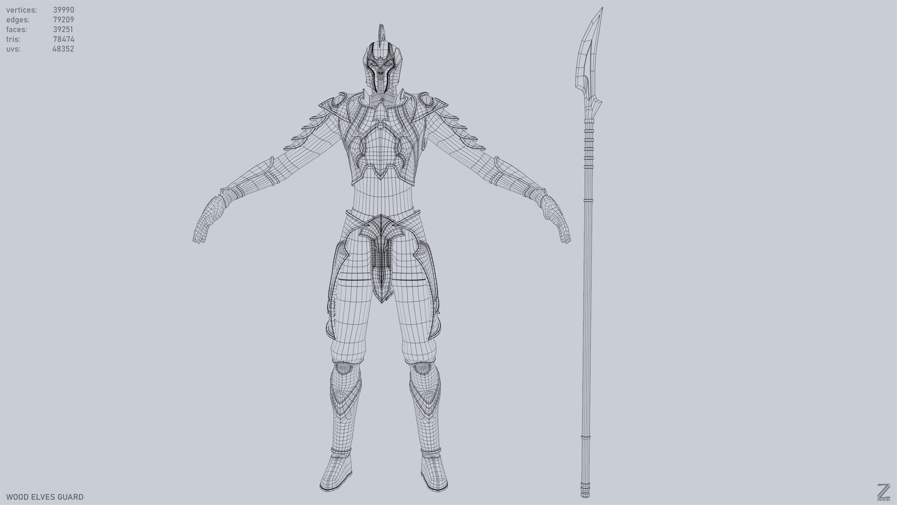 Wood elves guard Low-poly 3D model_15