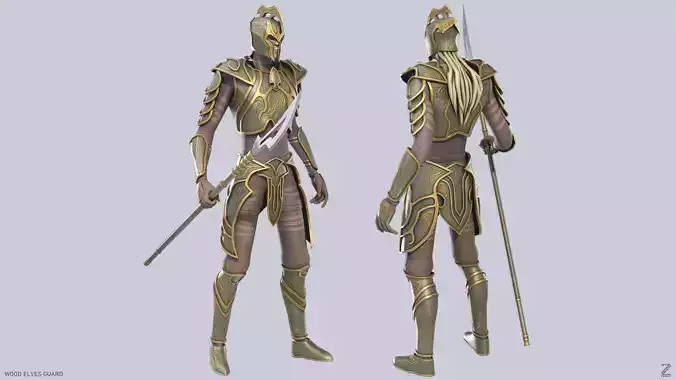 Wood elves guard Low-poly 3D model