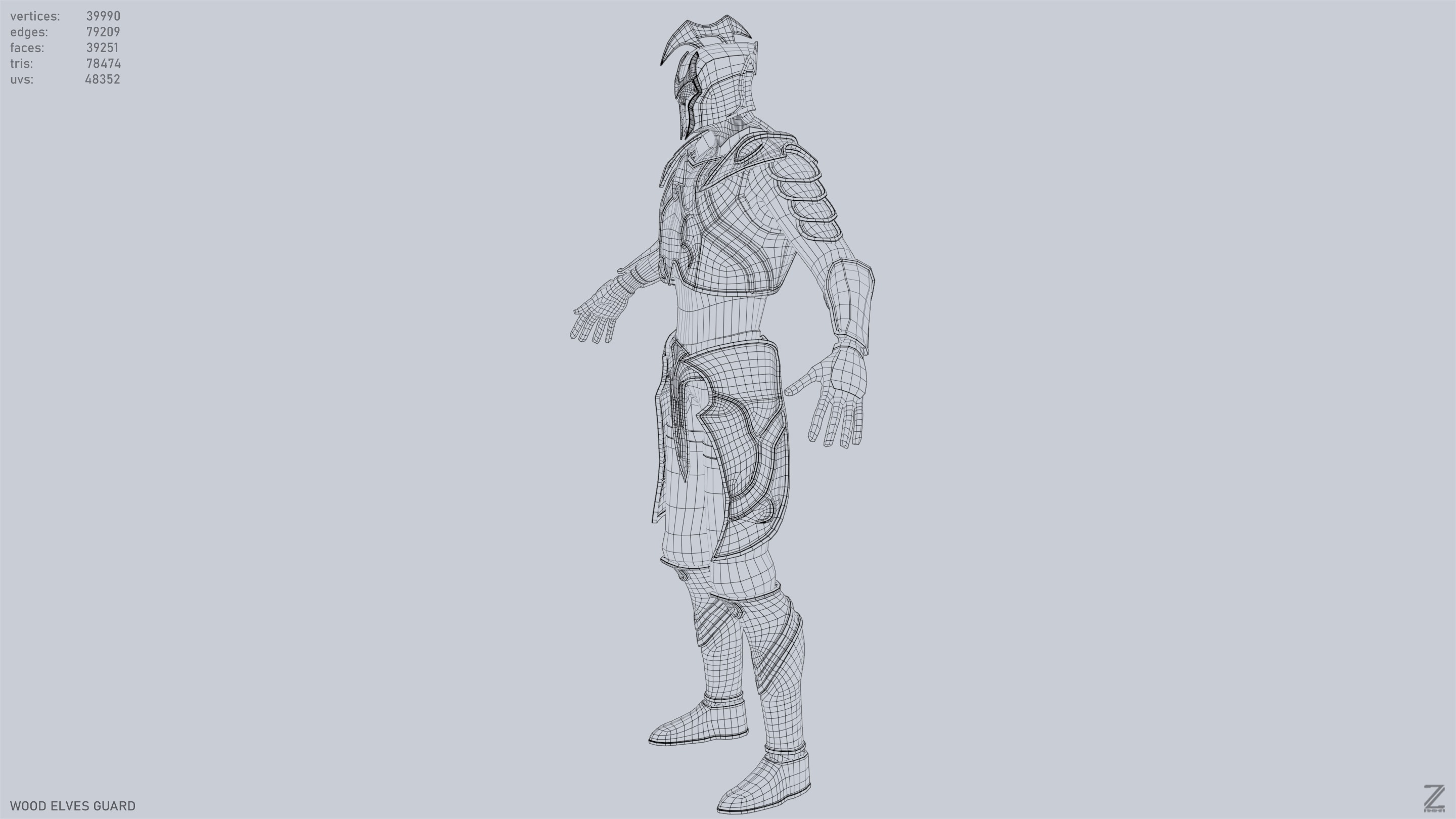 Wood elves guard Low-poly 3D model_11