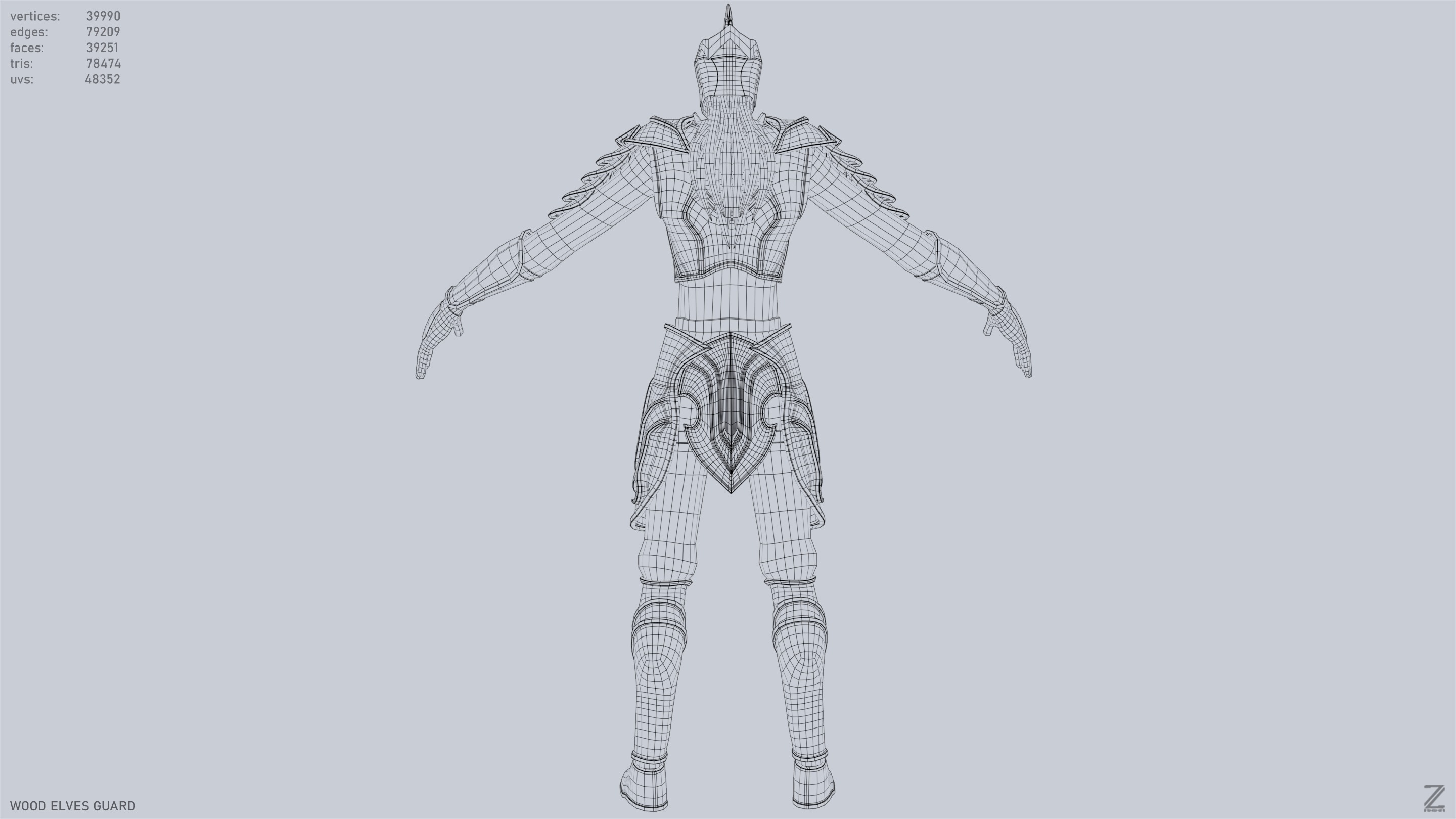 Wood elves guard Low-poly 3D model_13