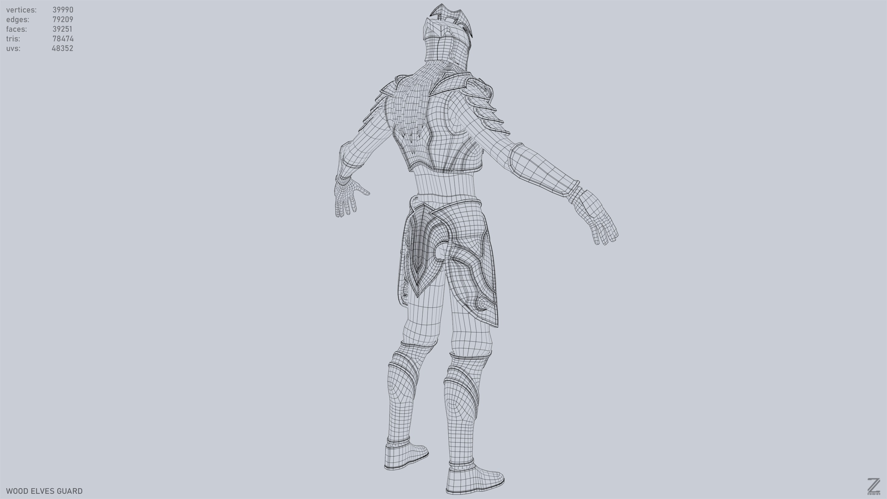 Wood elves guard Low-poly 3D model_14