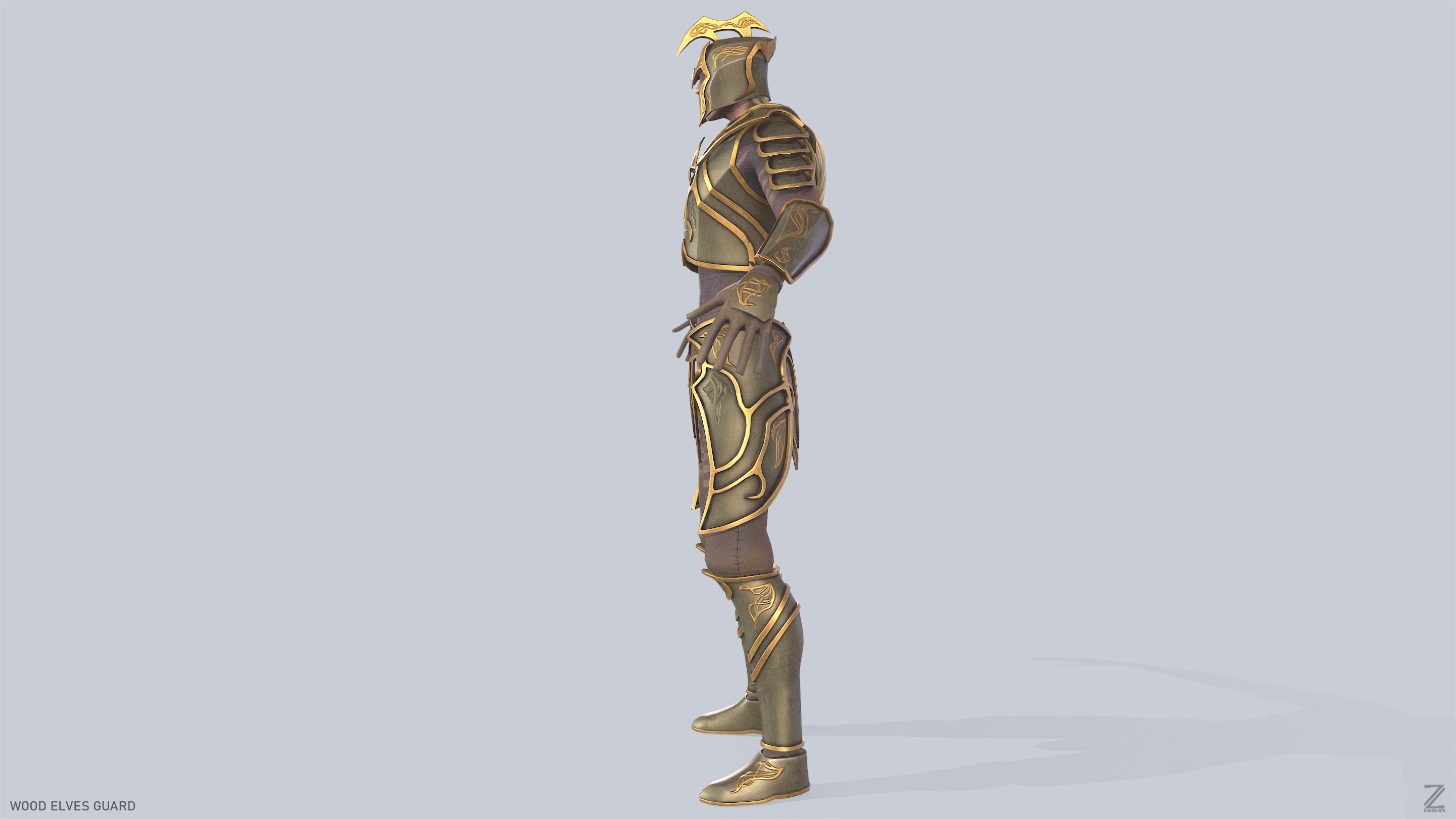 Wood elves guard Low-poly 3D model_5