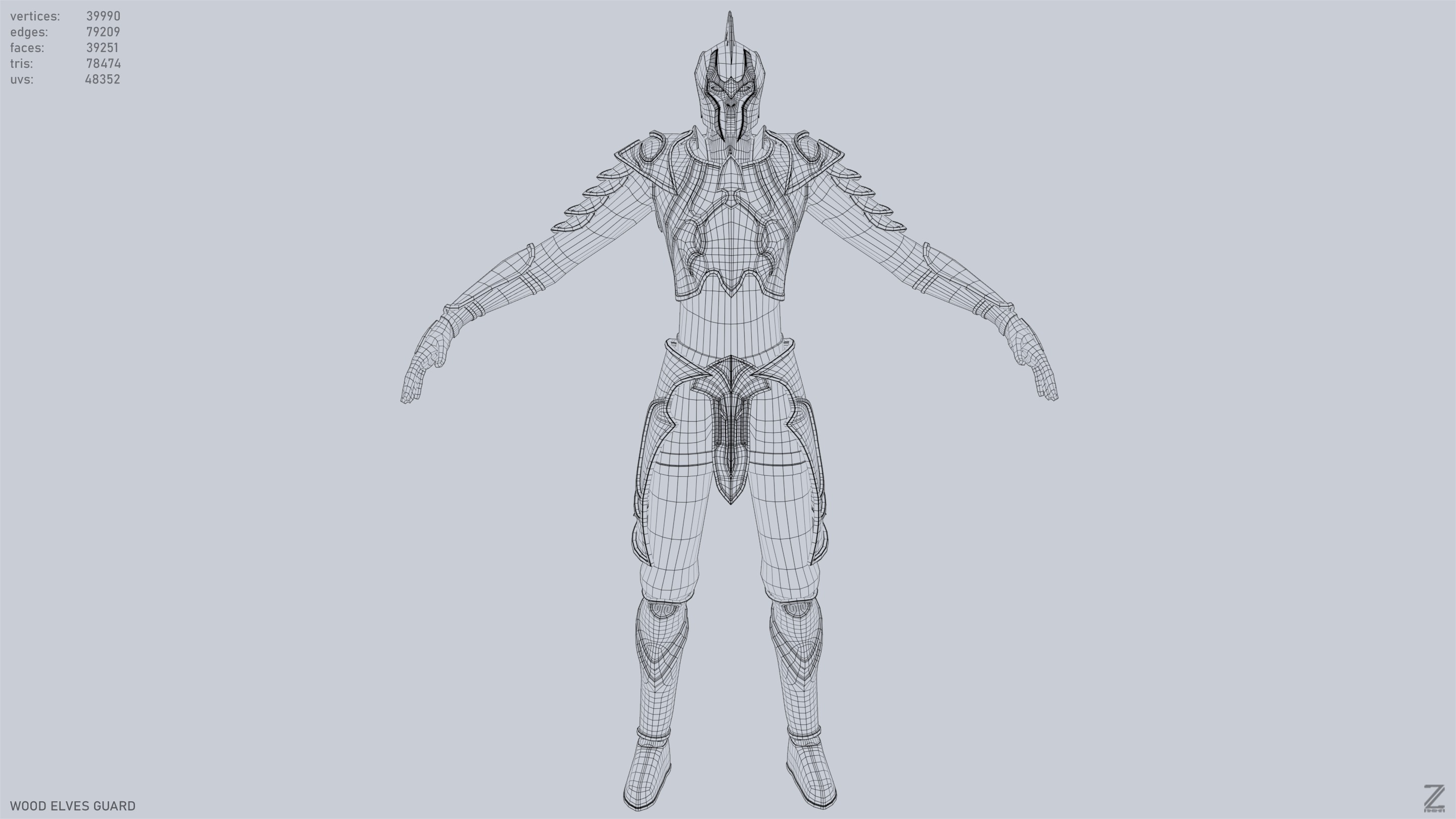 Wood elves guard Low-poly 3D model_9