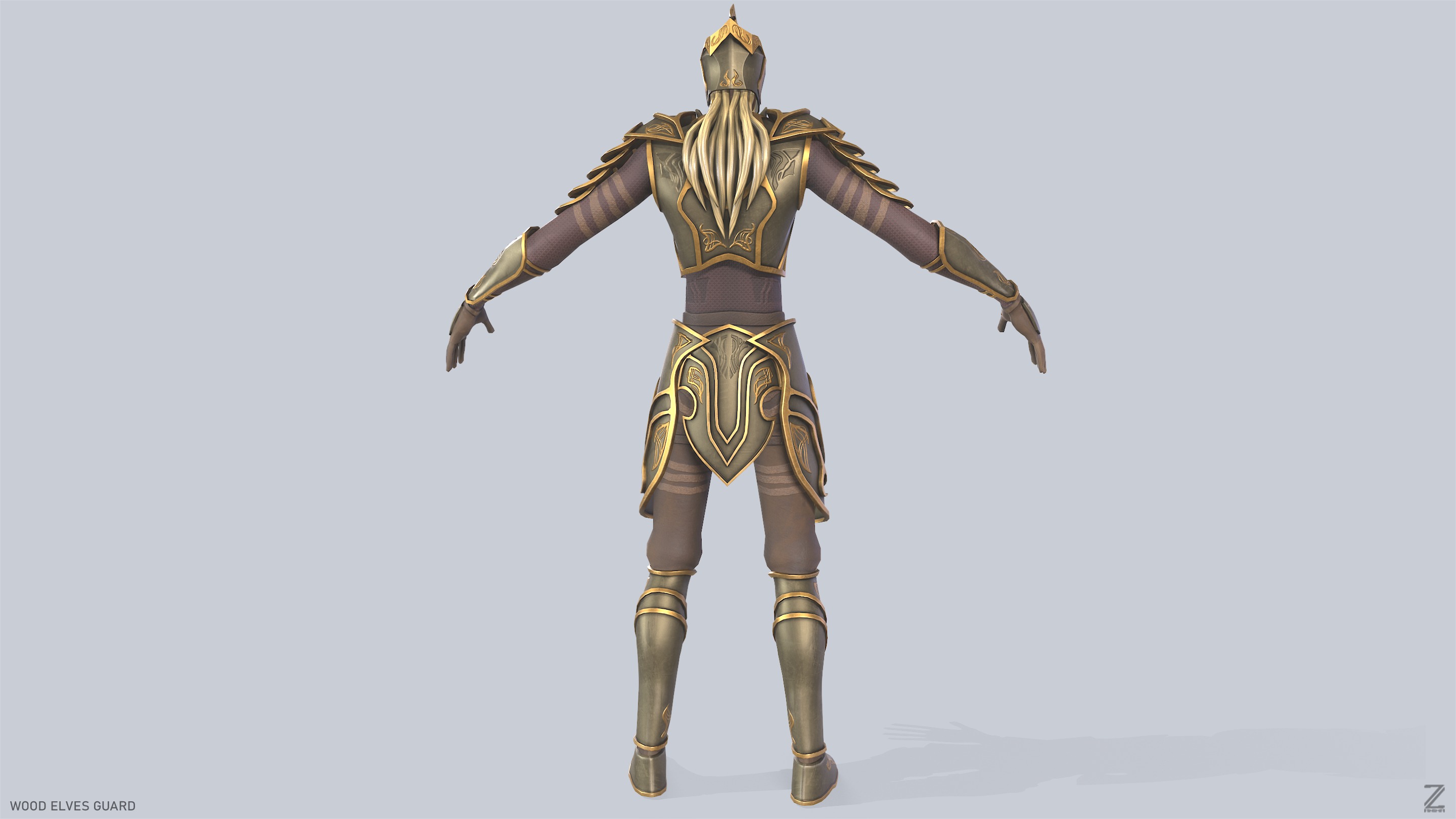 Wood elves guard Low-poly 3D model_7