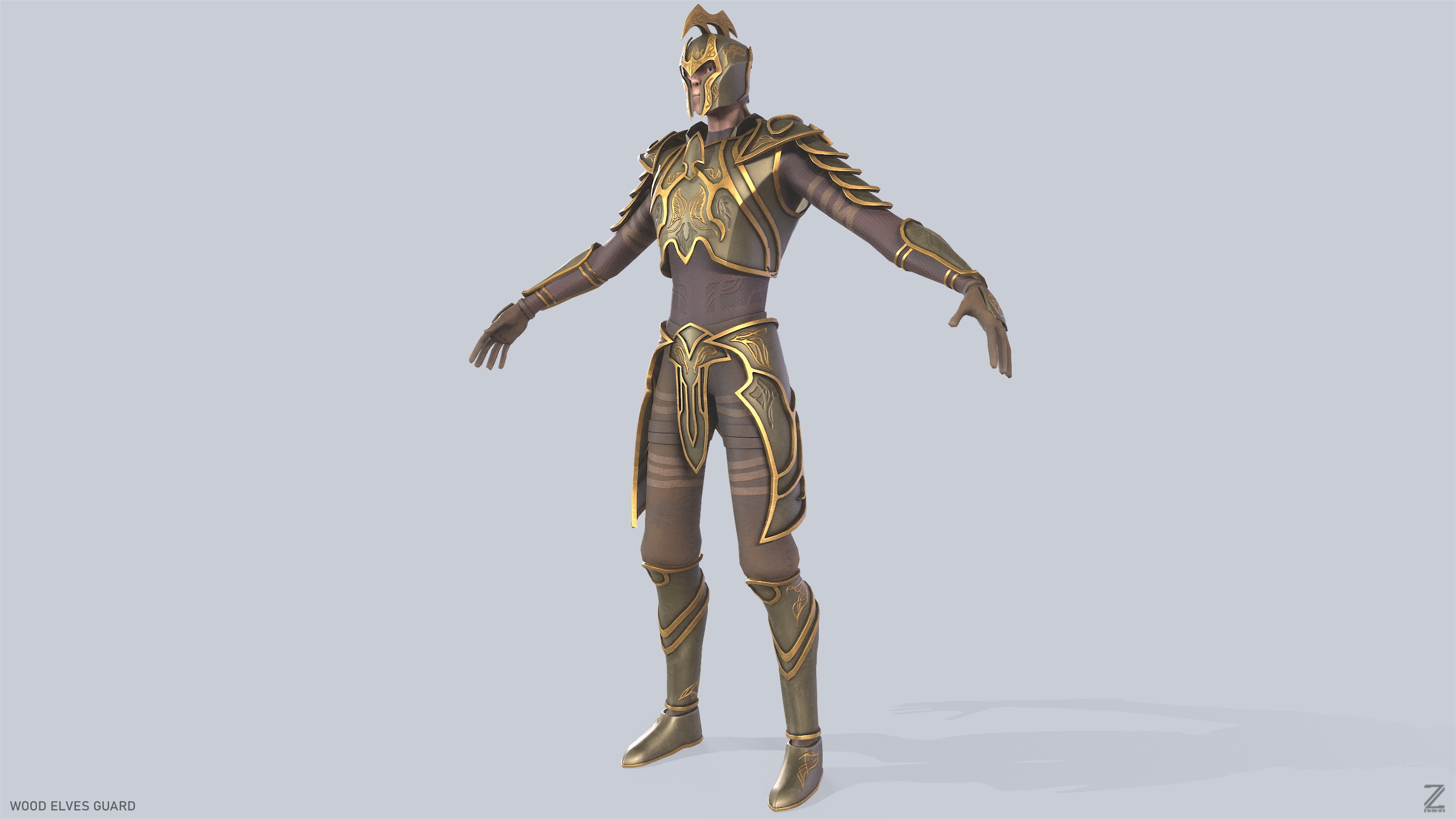 Wood elves guard Low-poly 3D model_4