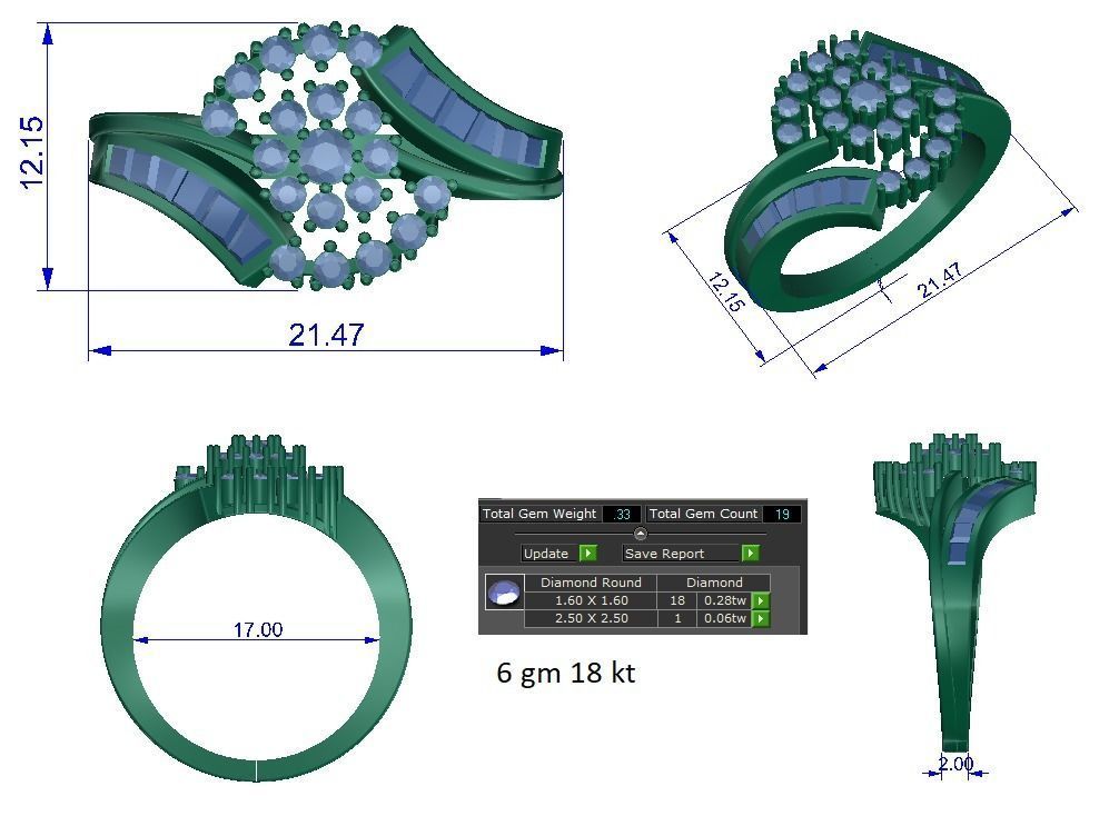 Solitaire Engagement Wedding Ring 3D print model_1