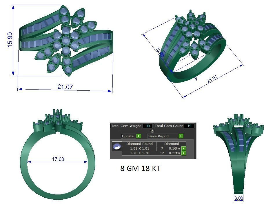 Solitaire Engagement Wedding Ring 3D print model_1