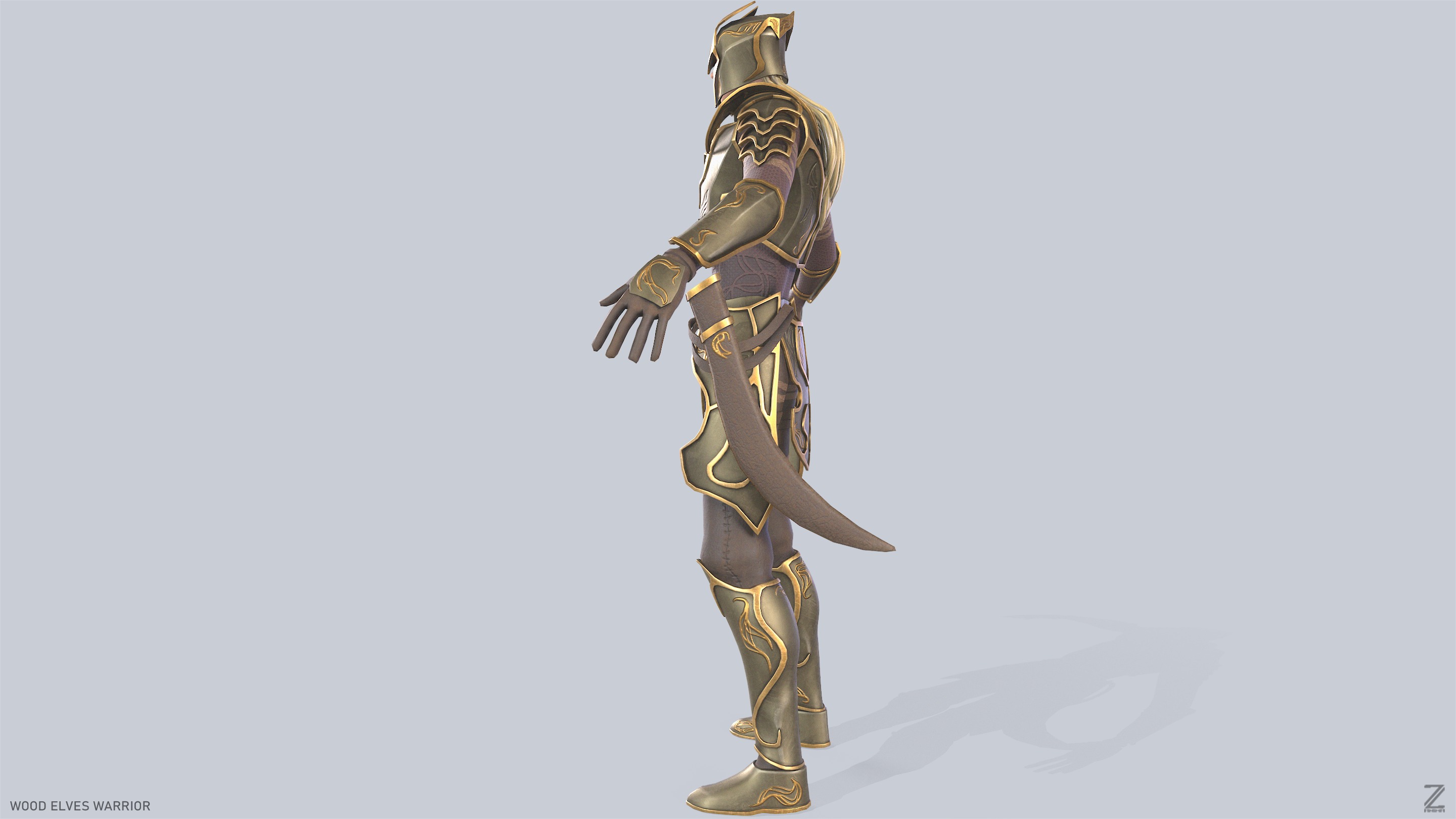 Wood elves warrior Low-poly 3D model_6