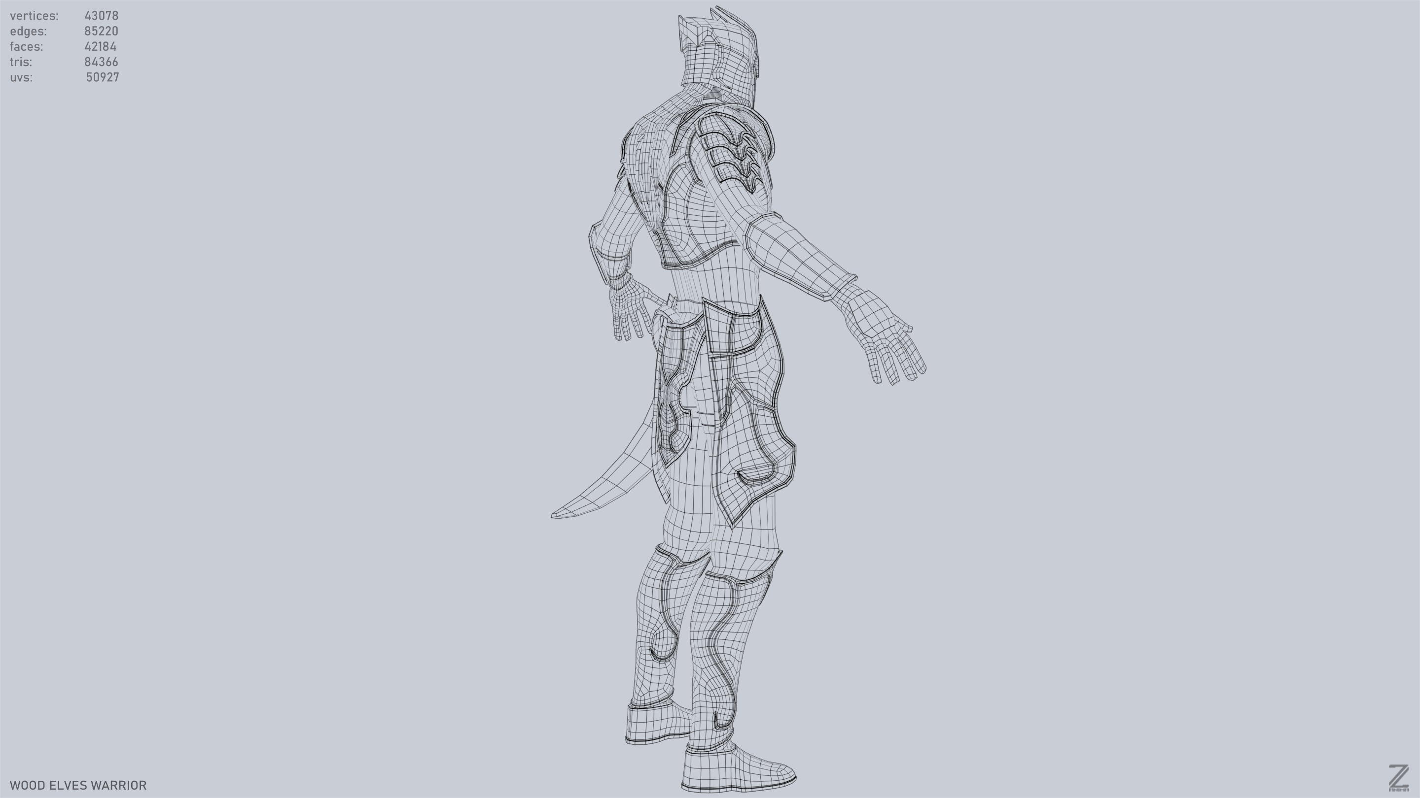 Wood elves warrior Low-poly 3D model_14