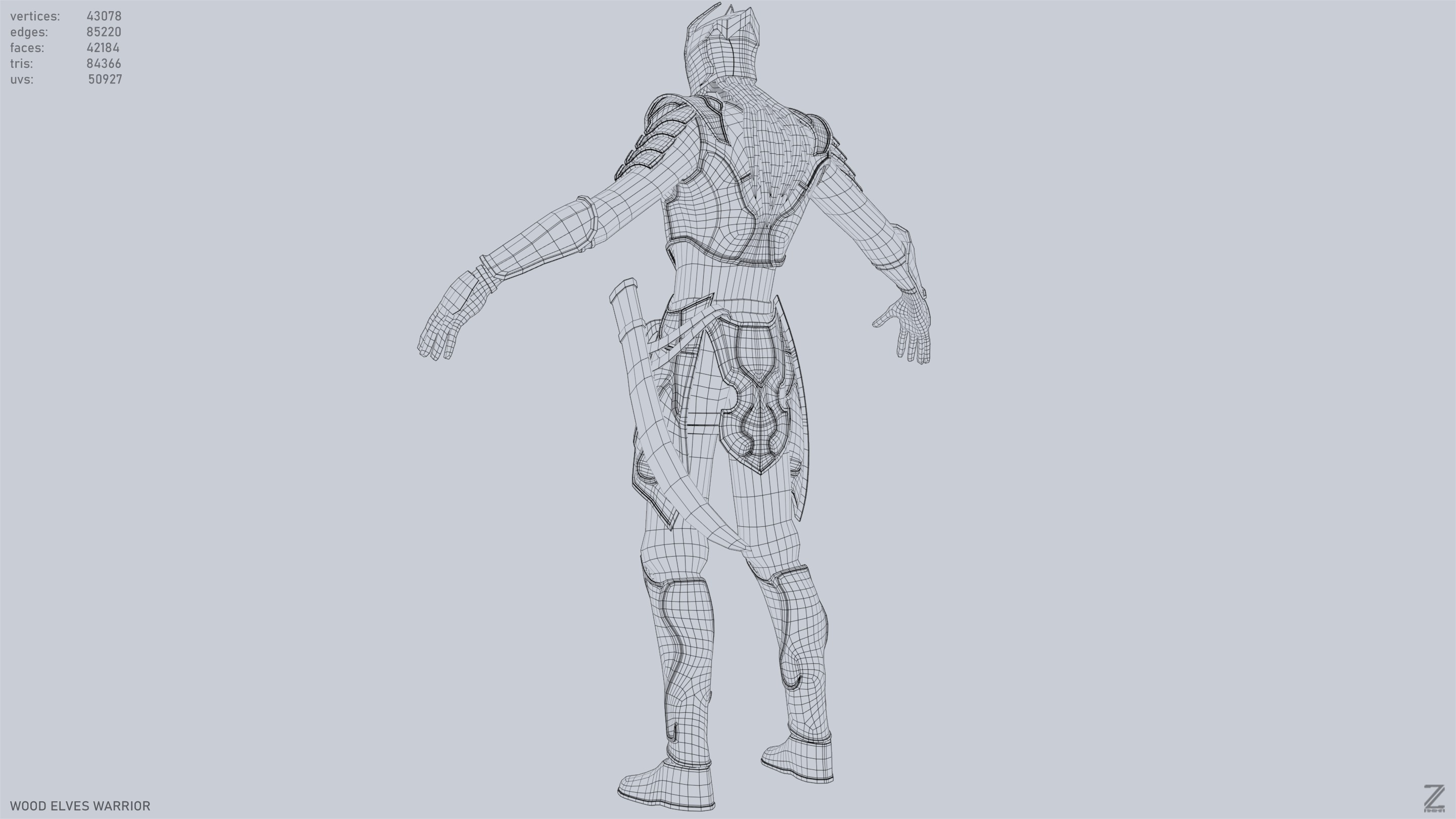 Wood elves warrior Low-poly 3D model_12