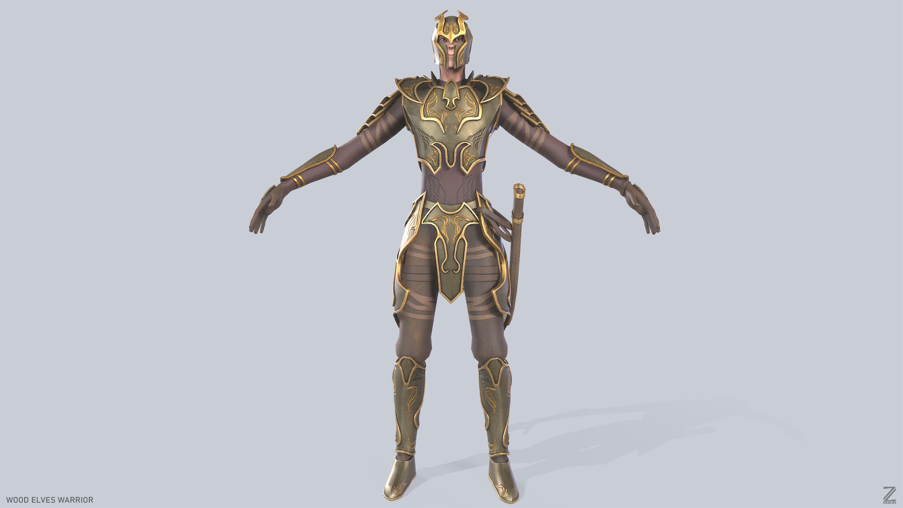 Wood elves warrior Low-poly 3D model_5