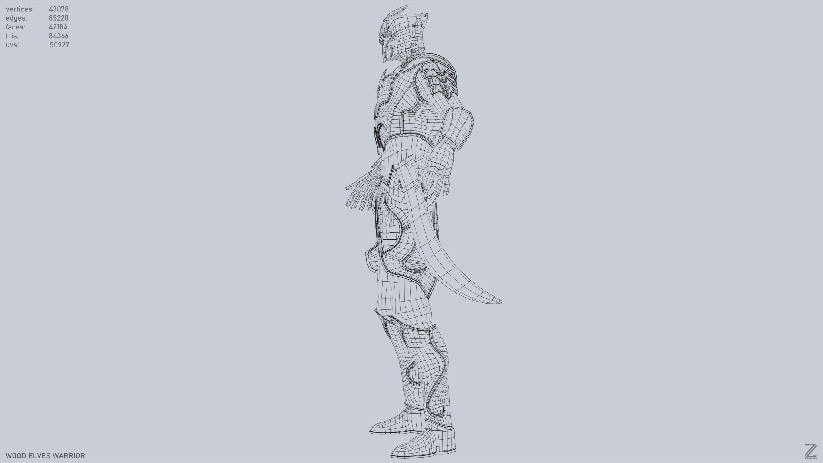 Wood elves warrior Low-poly 3D model_11