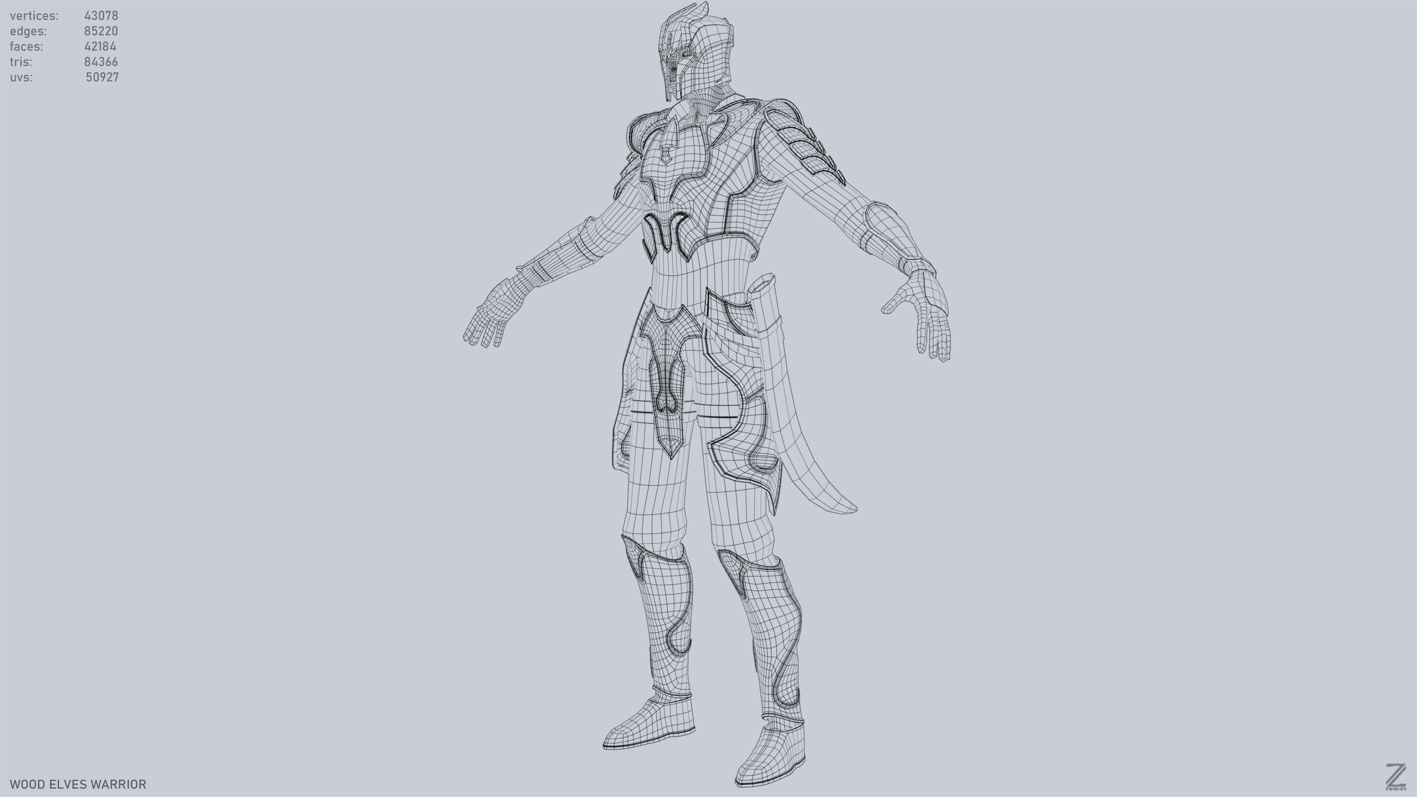 Wood elves warrior Low-poly 3D model_10