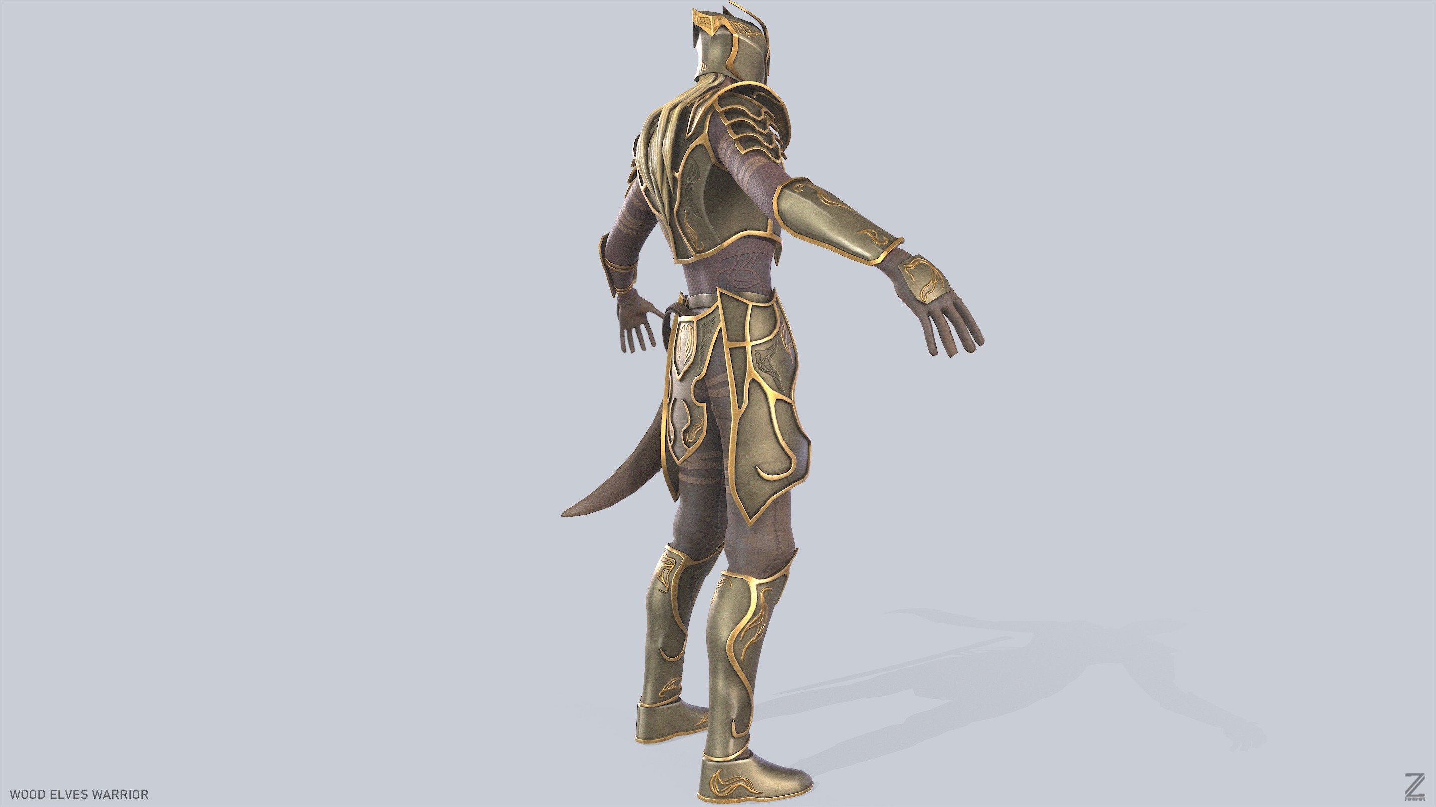 Wood elves warrior Low-poly 3D model_8