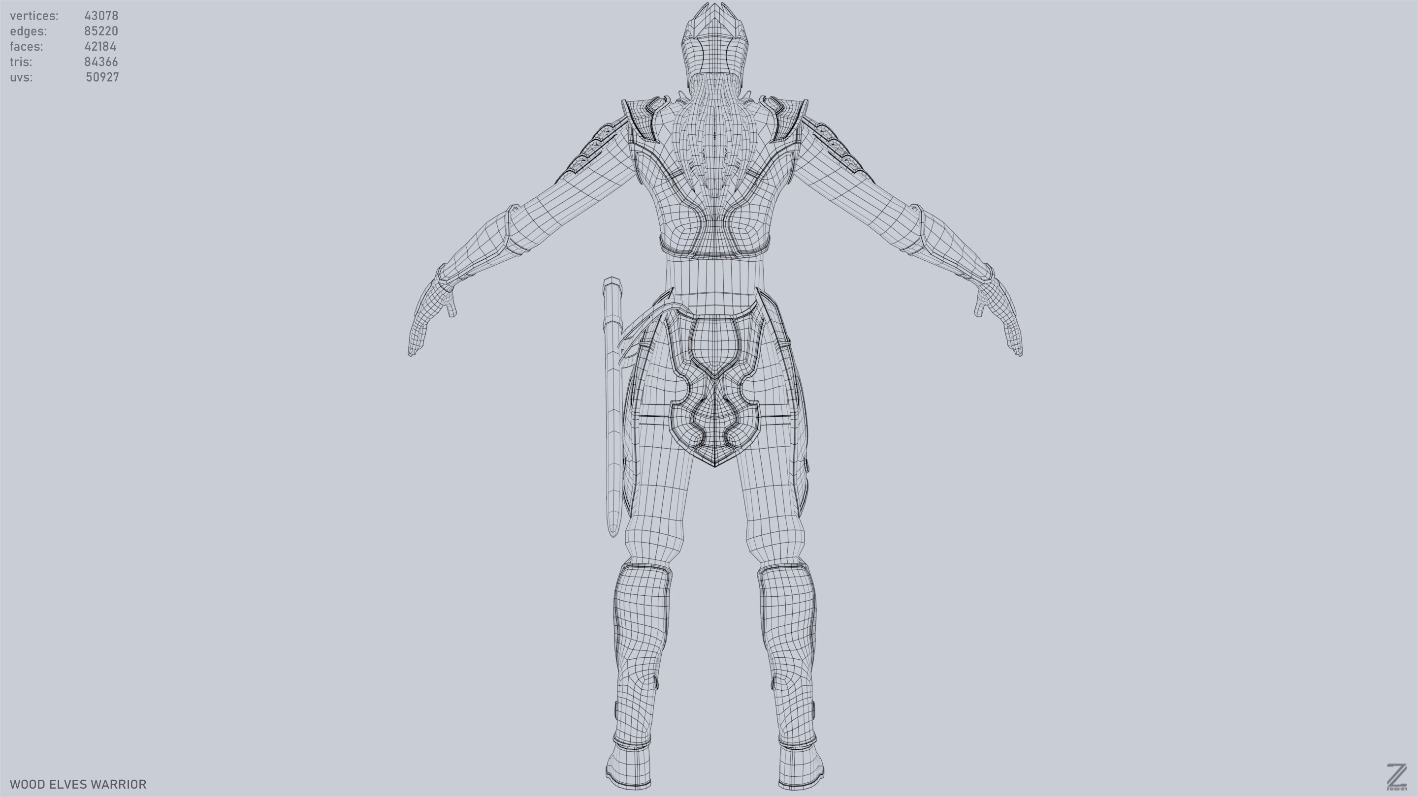 Wood elves warrior Low-poly 3D model_13