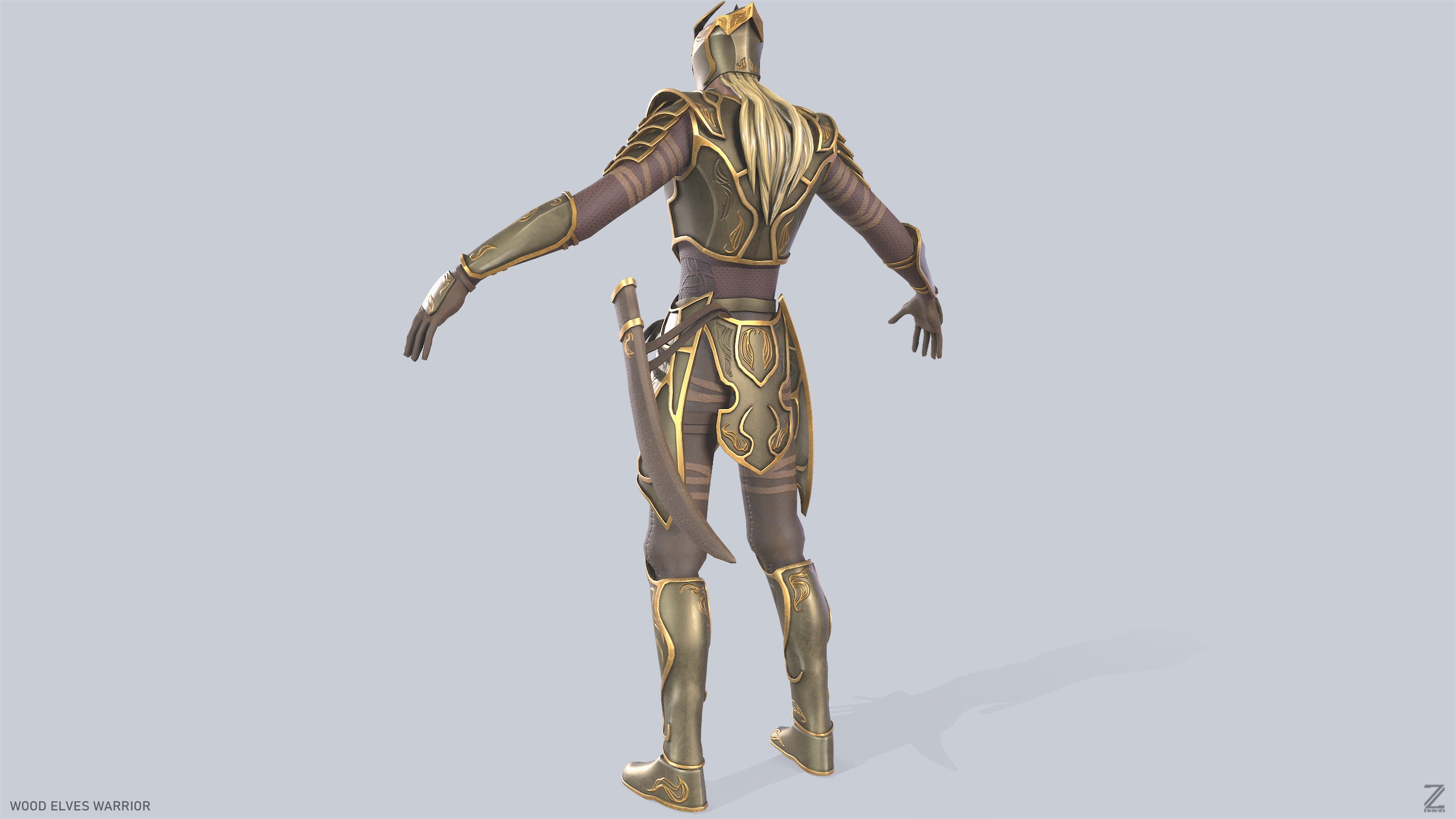 Wood elves warrior Low-poly 3D model_7