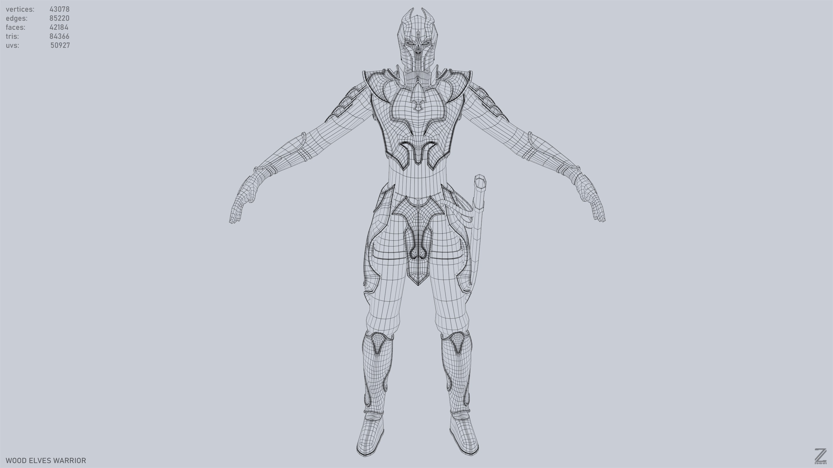 Wood elves warrior Low-poly 3D model_9