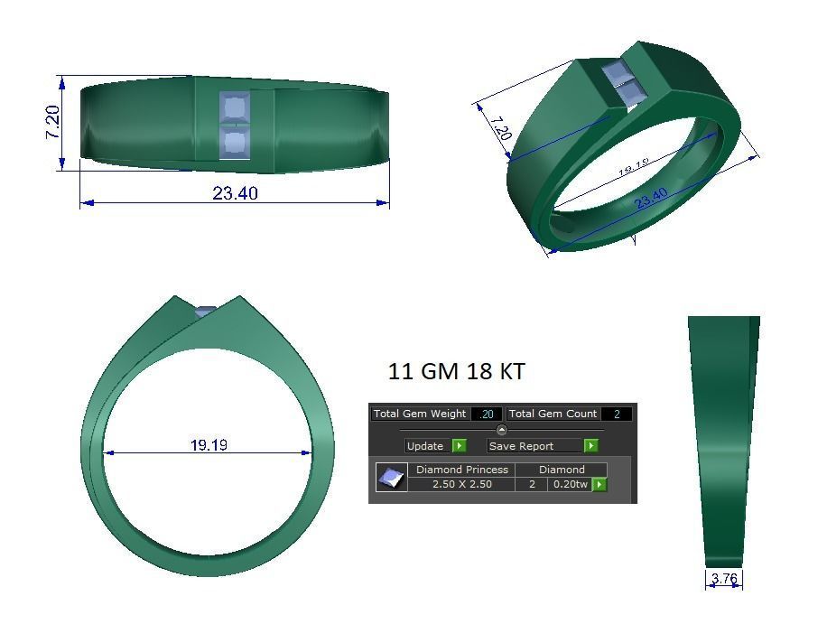 Solitaire Engagement Wedding Ring 3D print model_1