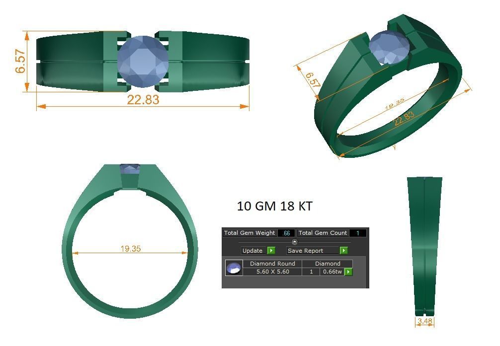 Solitaire Engagement Wedding Ring 3D print model_1